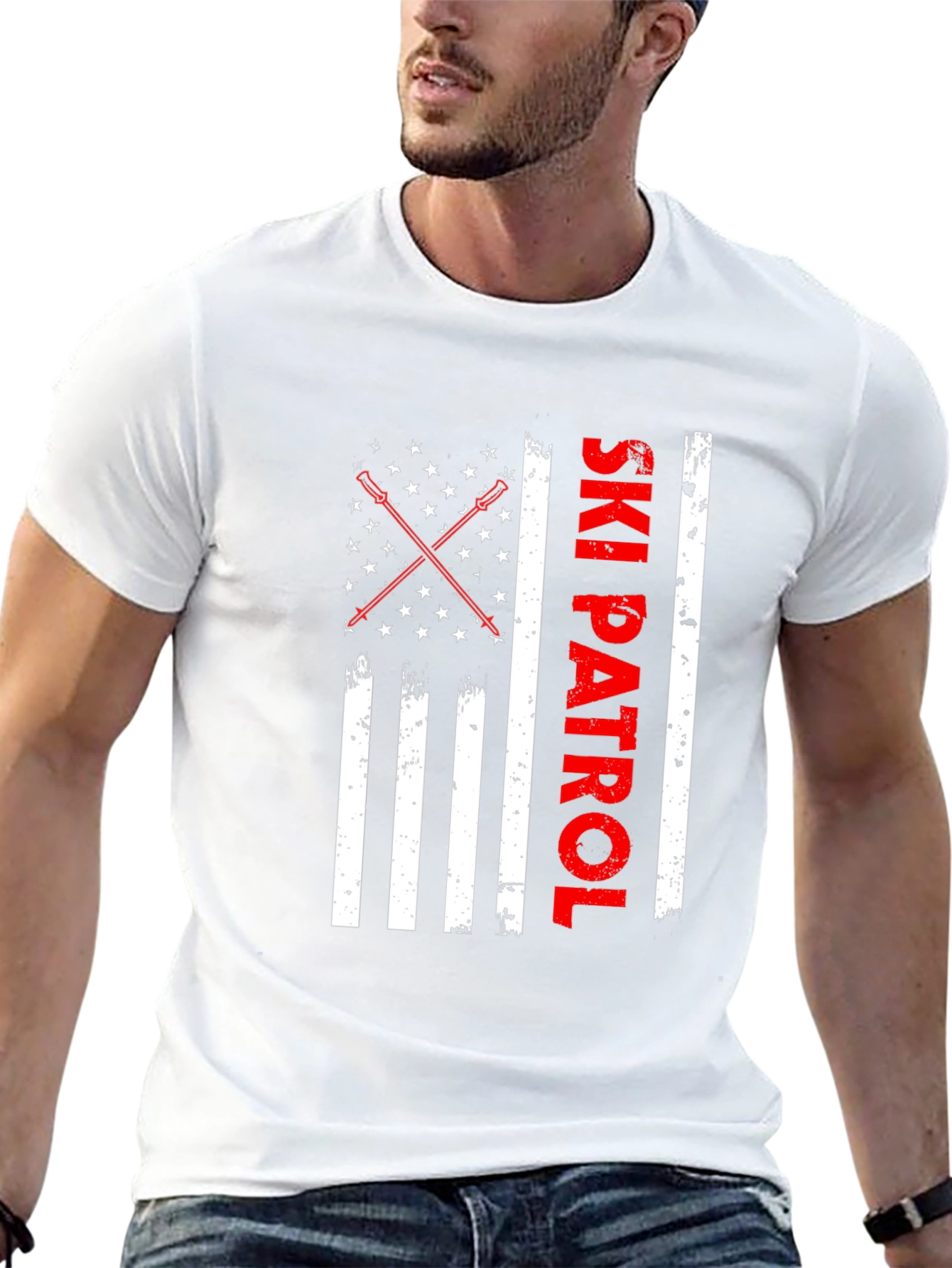 Ski Patrol American Flag Graphic Tee - Black