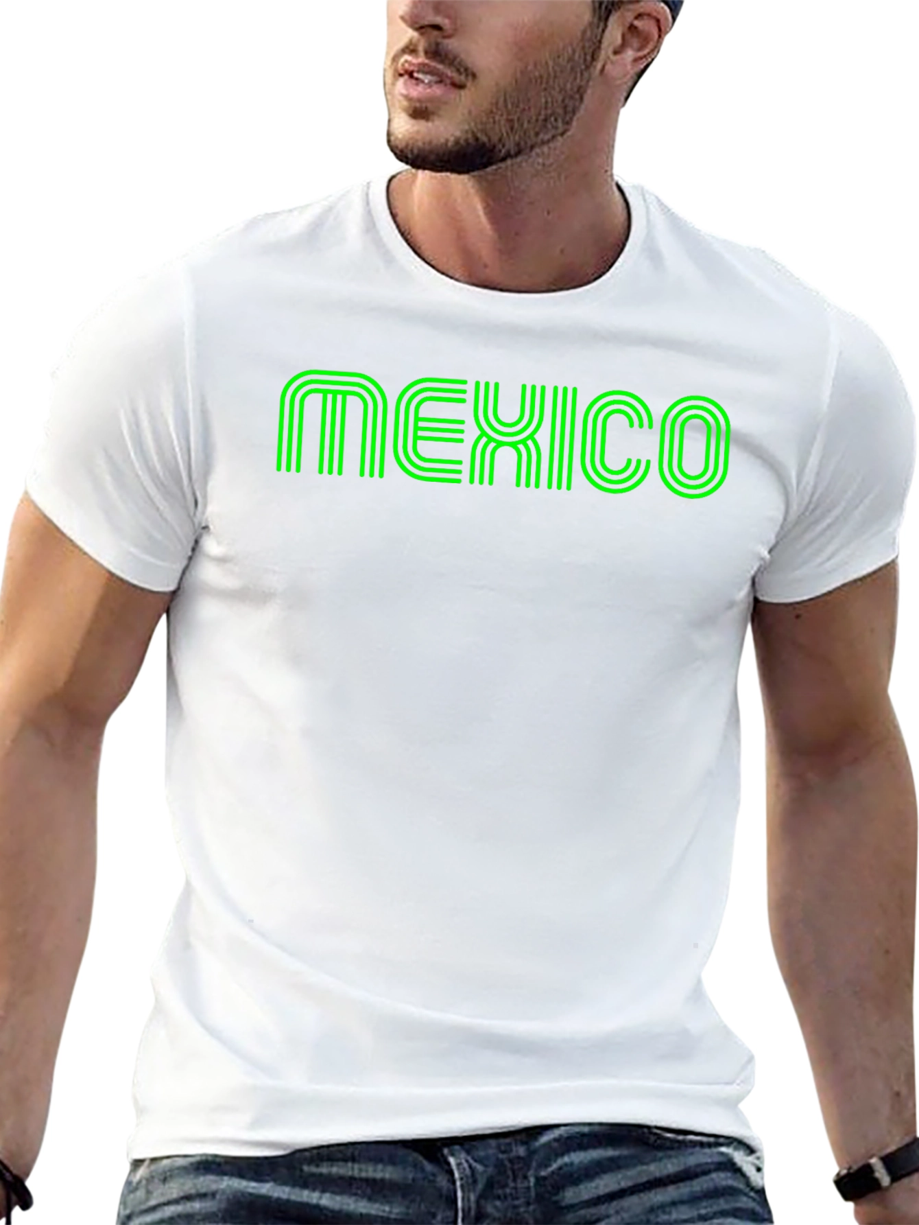 Mexico Green Graphic Print Black T-Shirt