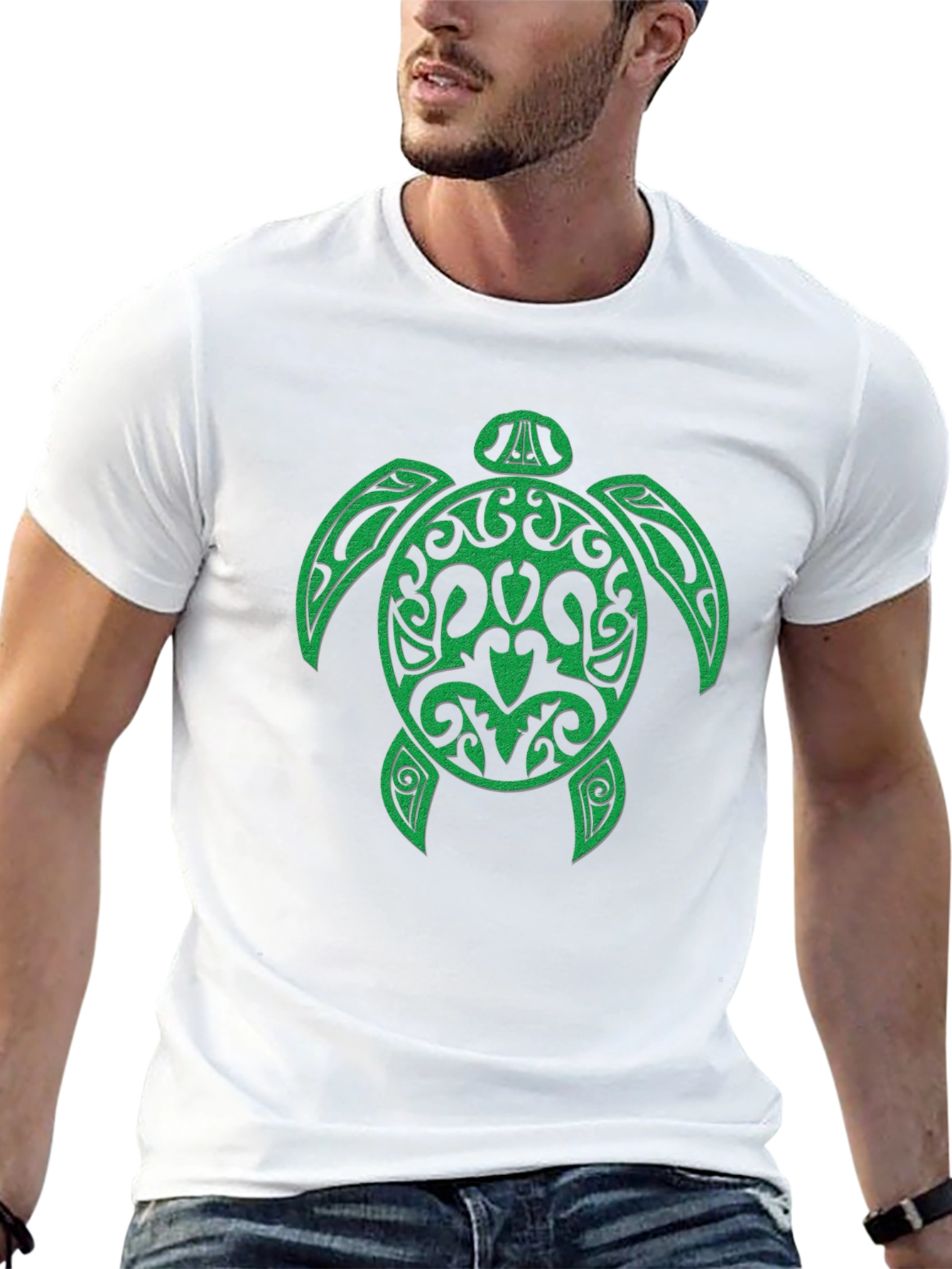 Green Turtle Graphic Black Tee