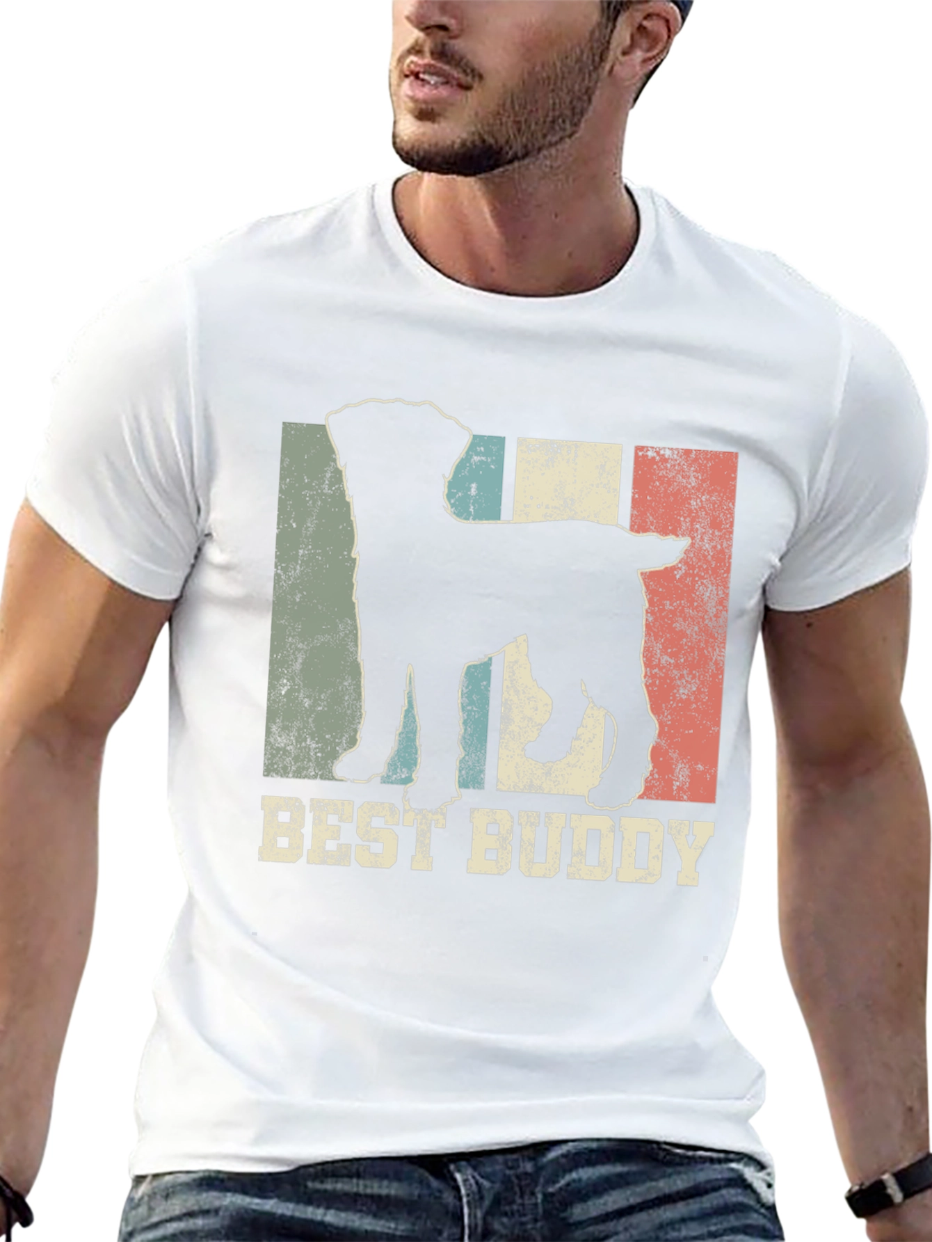 Best Buddy Dog Silhouette Mens T-Shirt