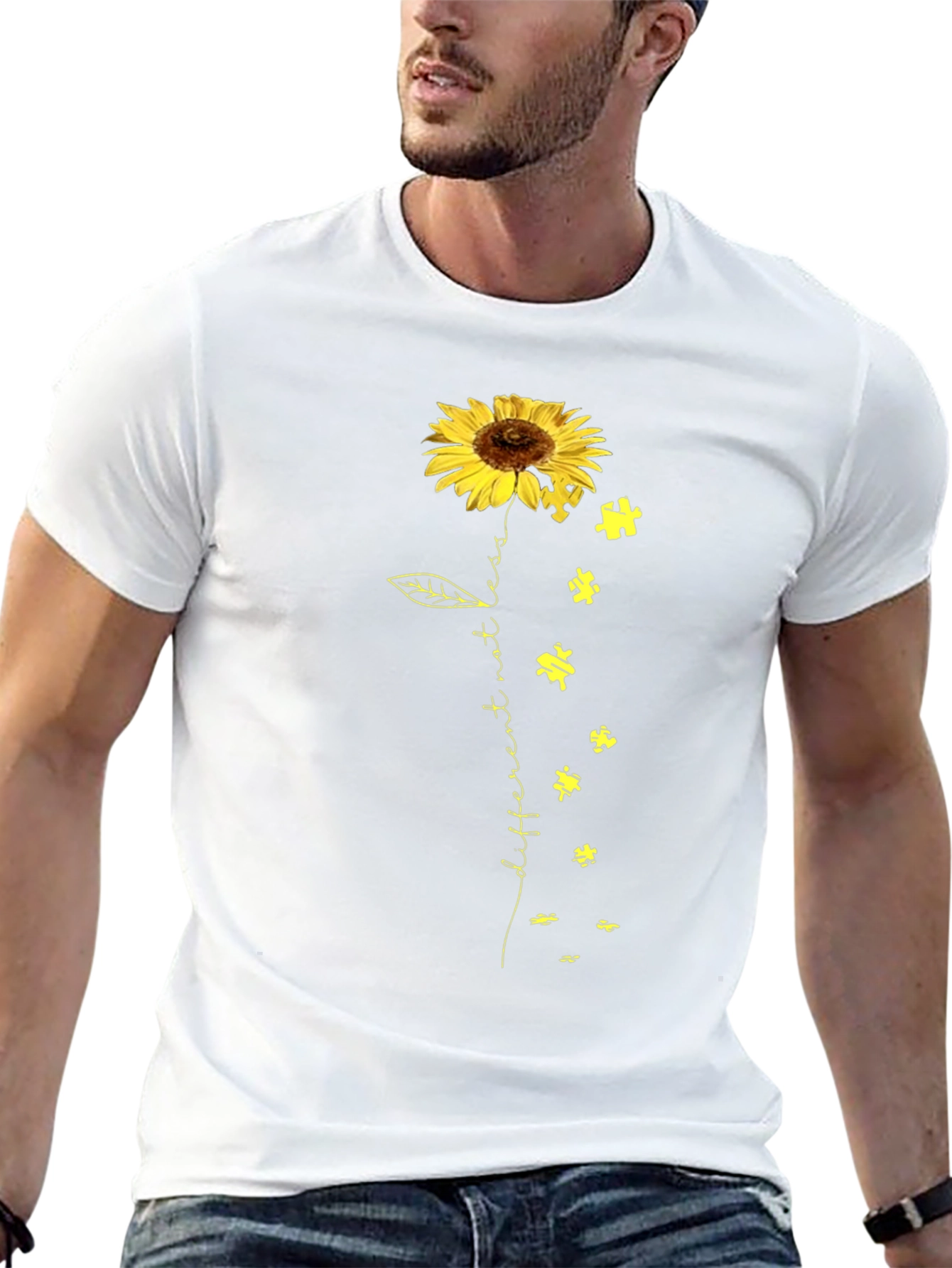 Sunflower Puzzle Piece Autism Awareness T-Shirt