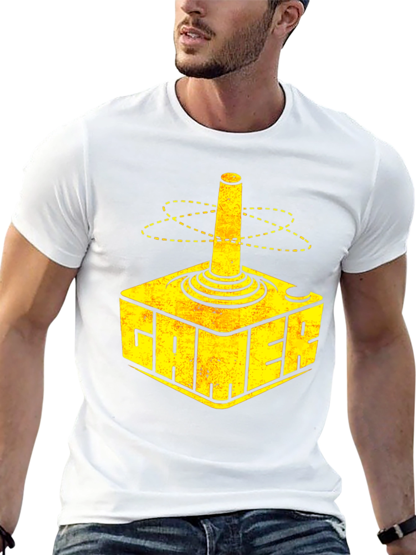 Gamer T-Shirt Retro Joystick Design - Black