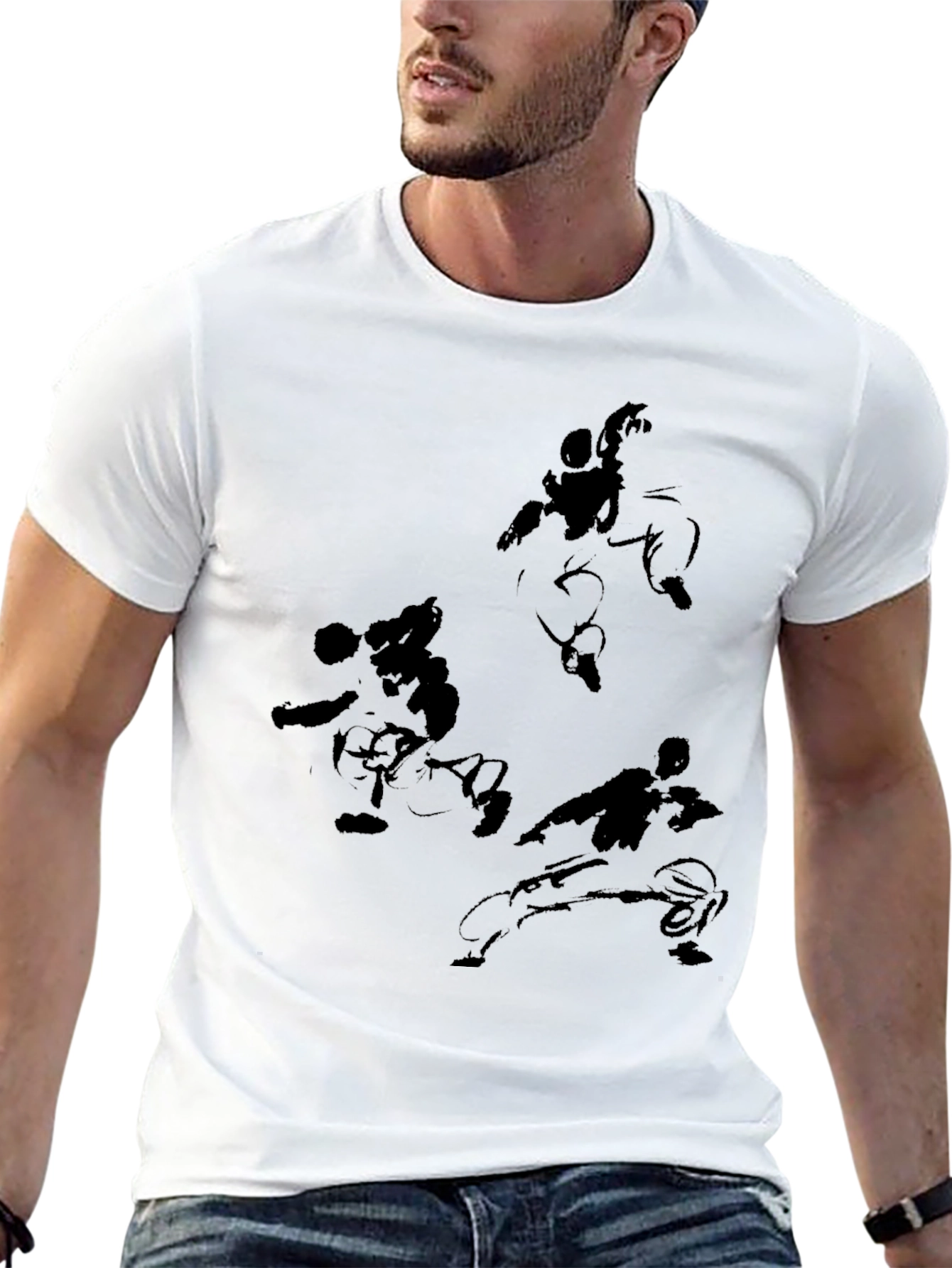 Martial Arts Graphic Tee - Black Cotton