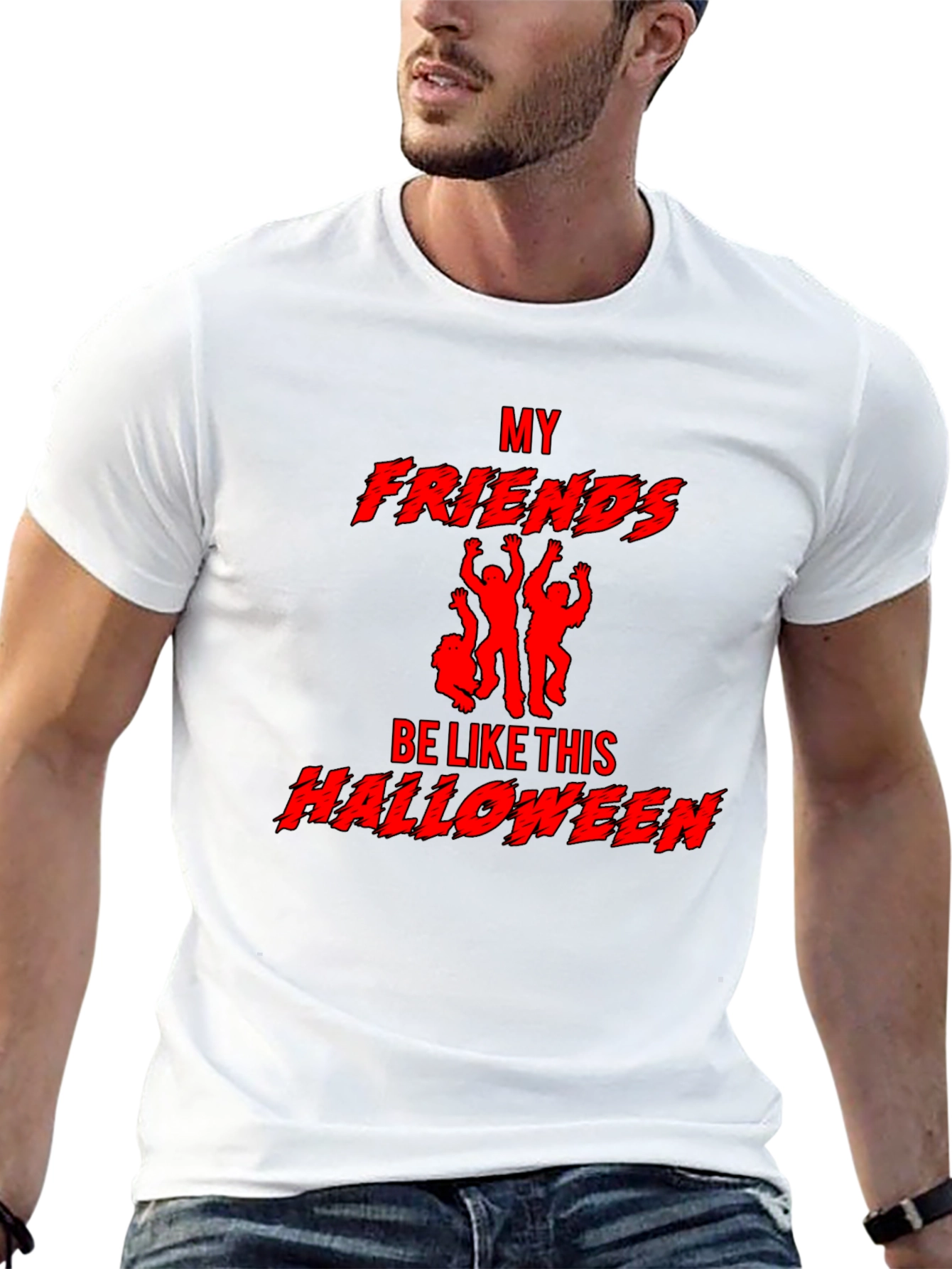 Halloween Friends Graphic Tee - Spooky Party Shirt