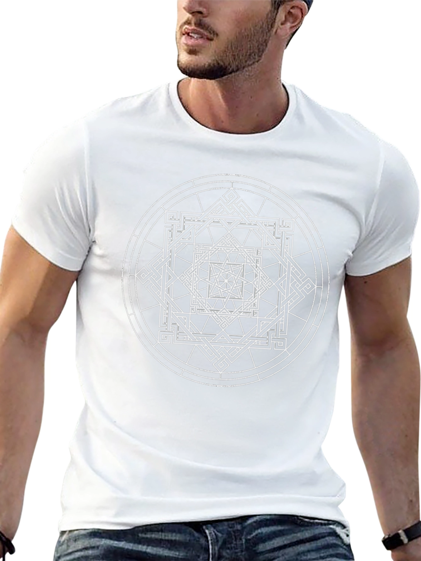 Geometric Mandala Graphic Black T-Shirt