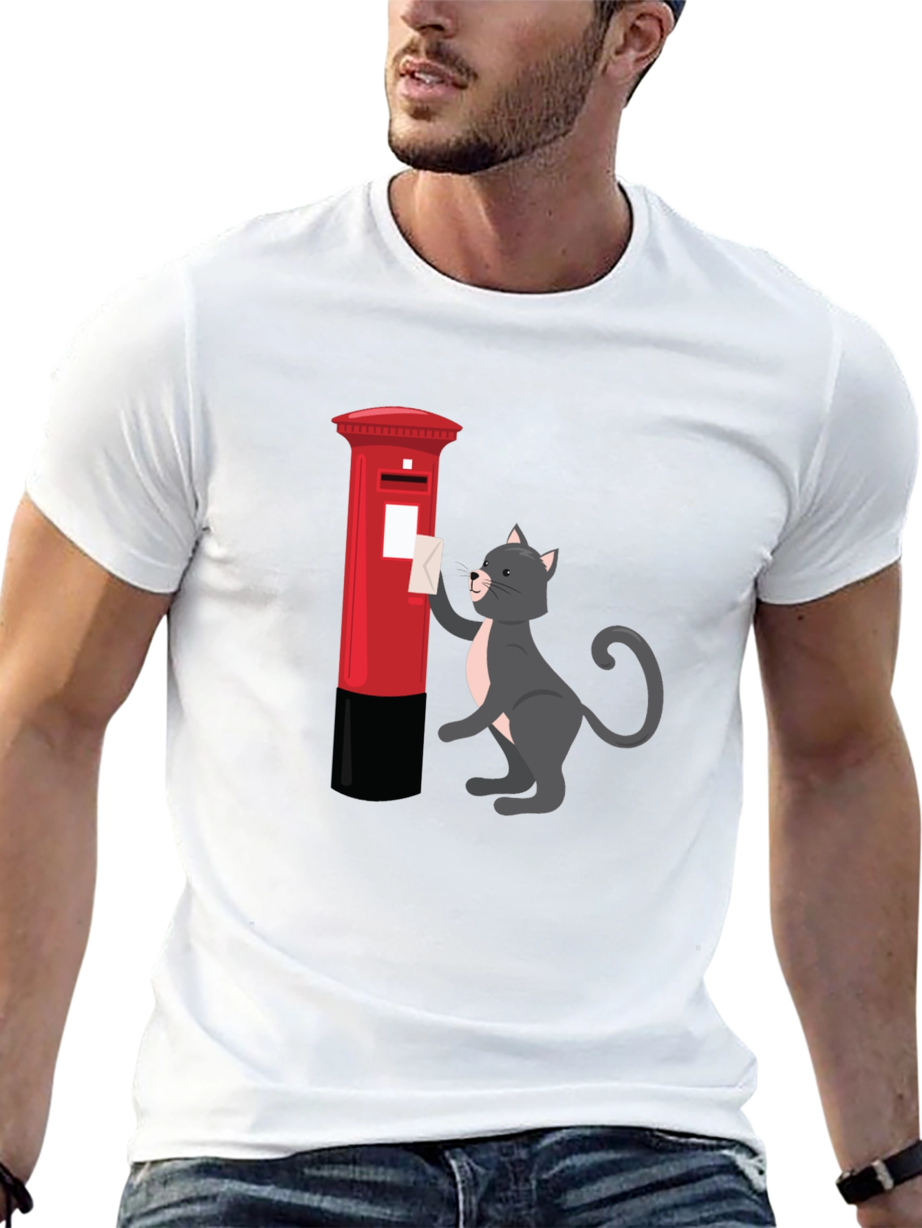 Cat Posting Letter Graphic Tee