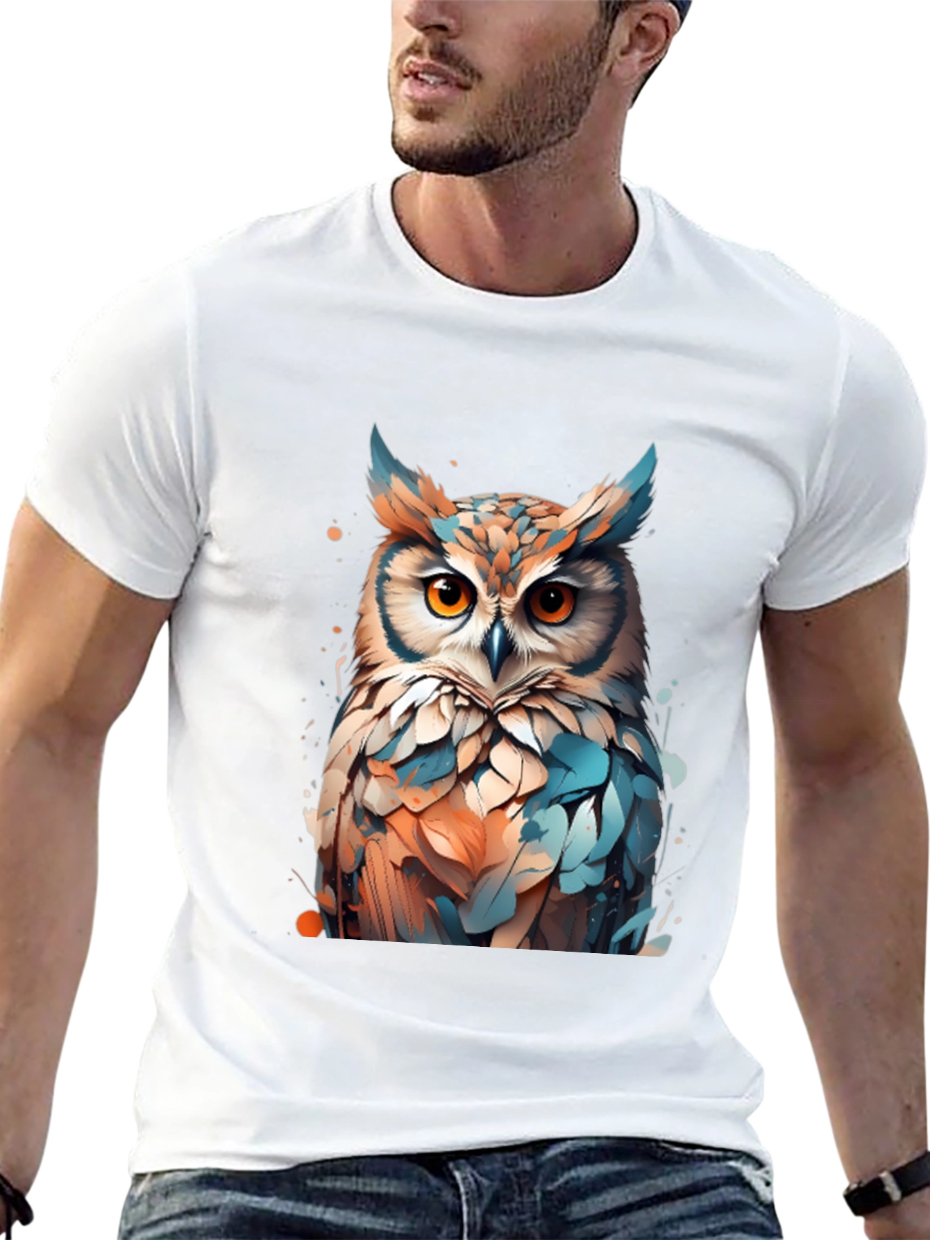 Owl Art Graphic T-Shirt - Unisex Black Tee