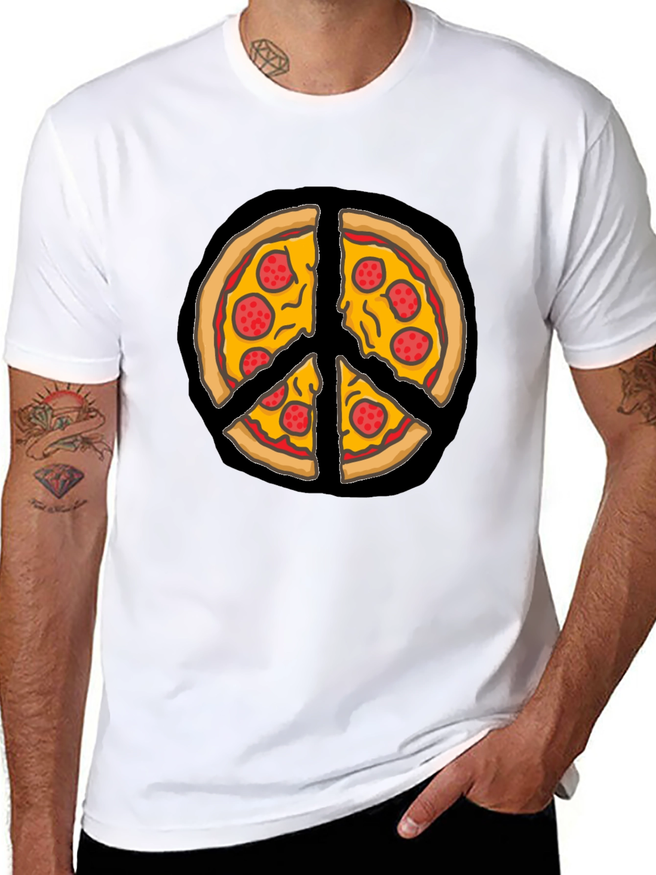 Pizza Peace Sign Graphic T-Shirt