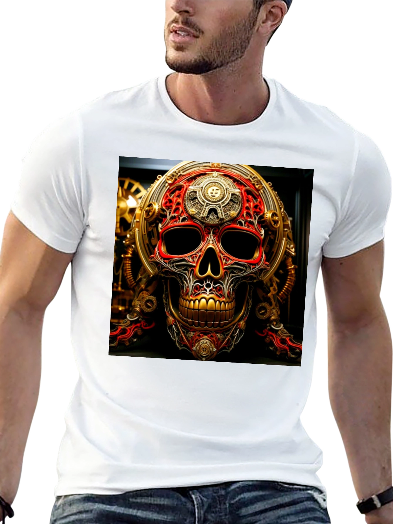 Steampunk Skull Graphic Tee - Unique Design