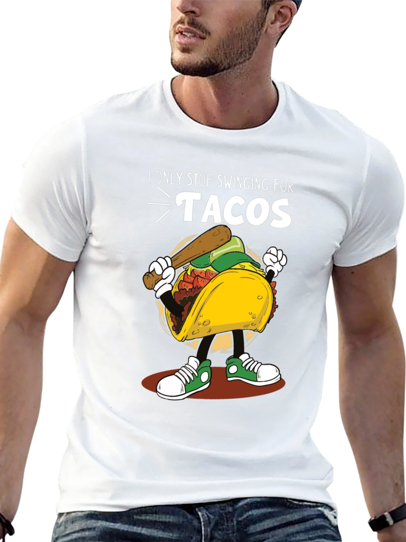 Tacos Baseball Swing T-Shirt Novelty Tee
