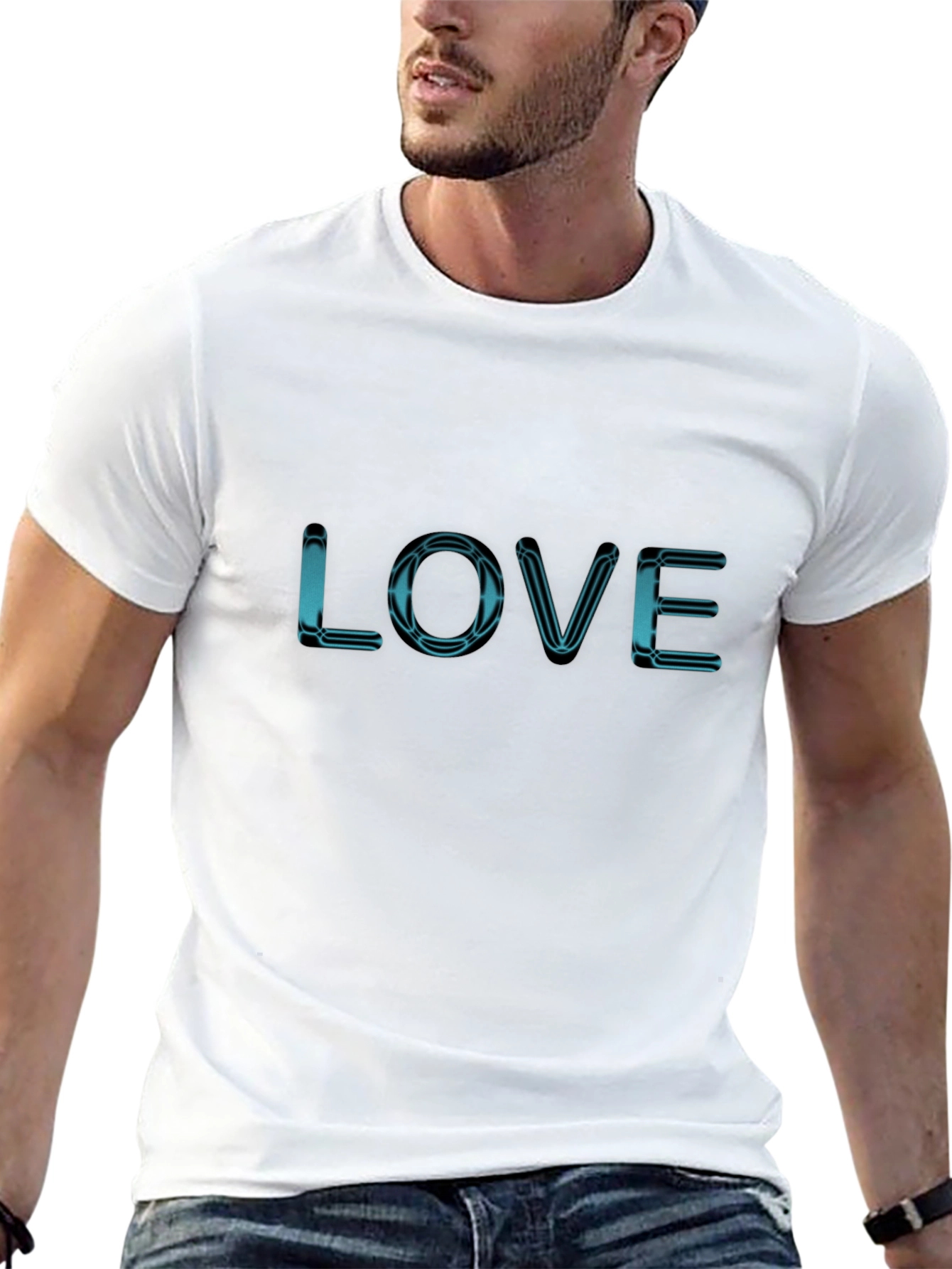 Mens Black T-shirt - Love Design