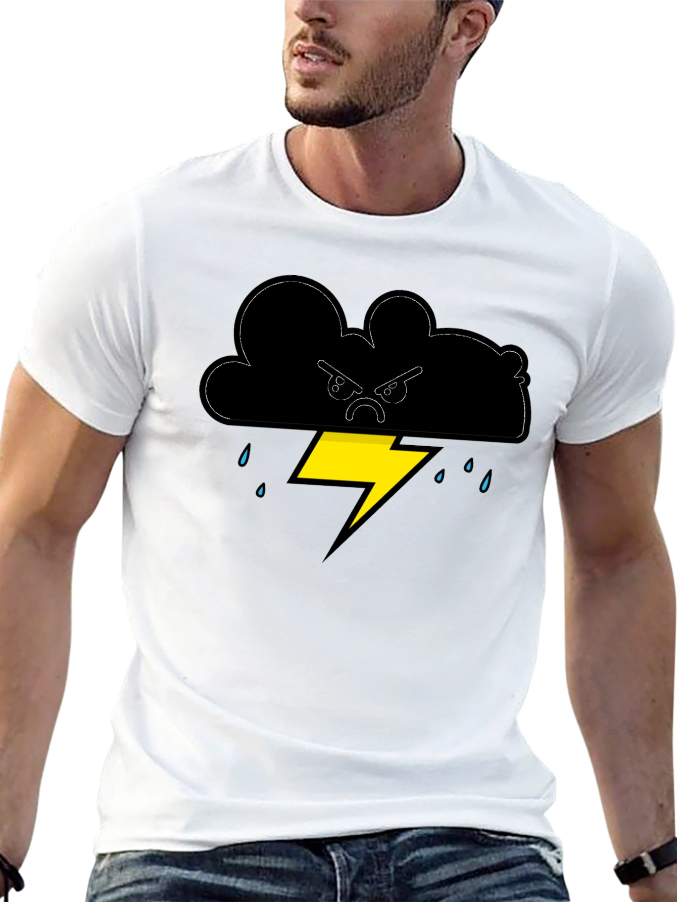 Angry Cloud Lightning Bolt Graphic Tee