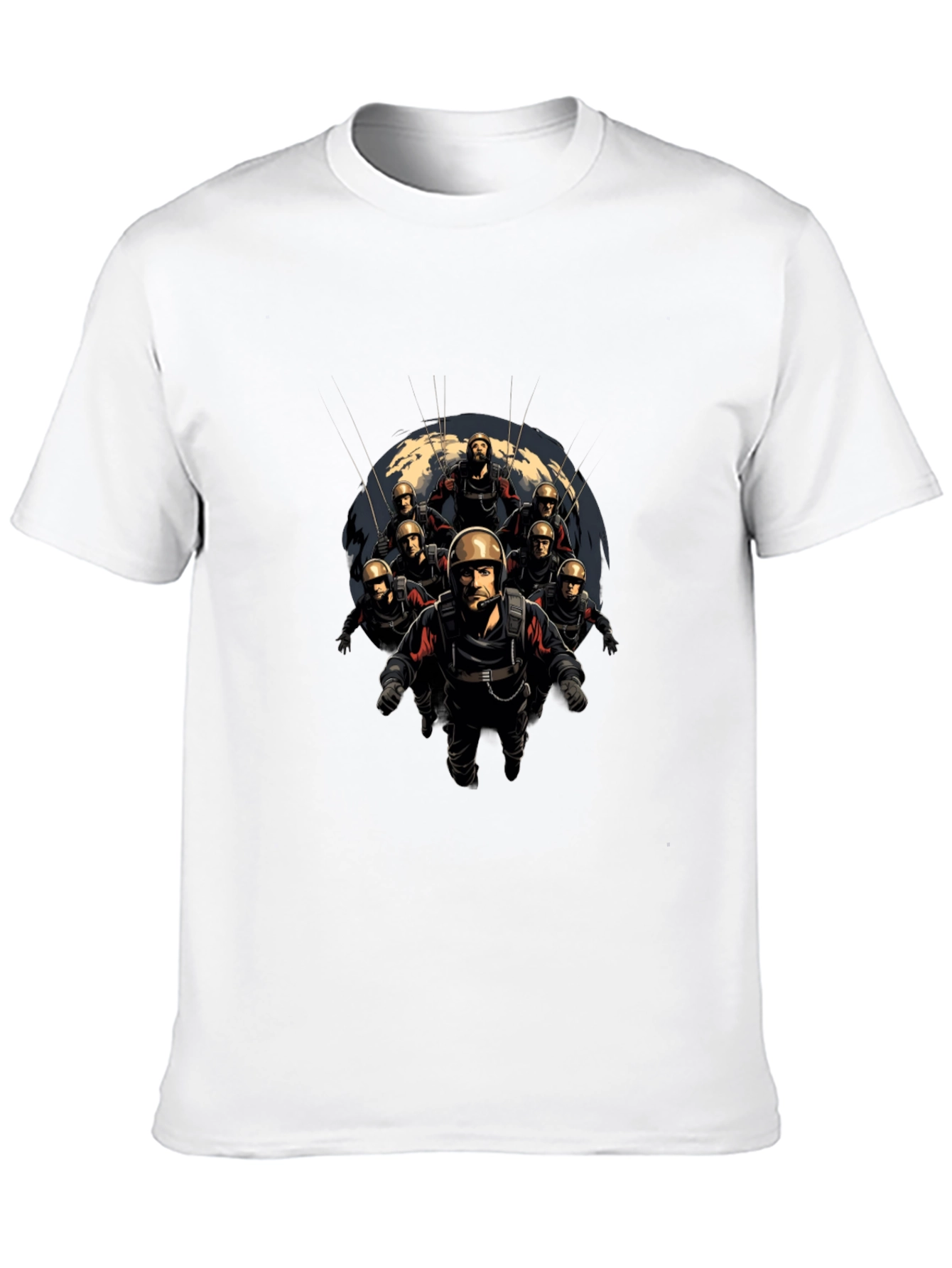 Skydiving Team Graphic Print Black T-Shirt