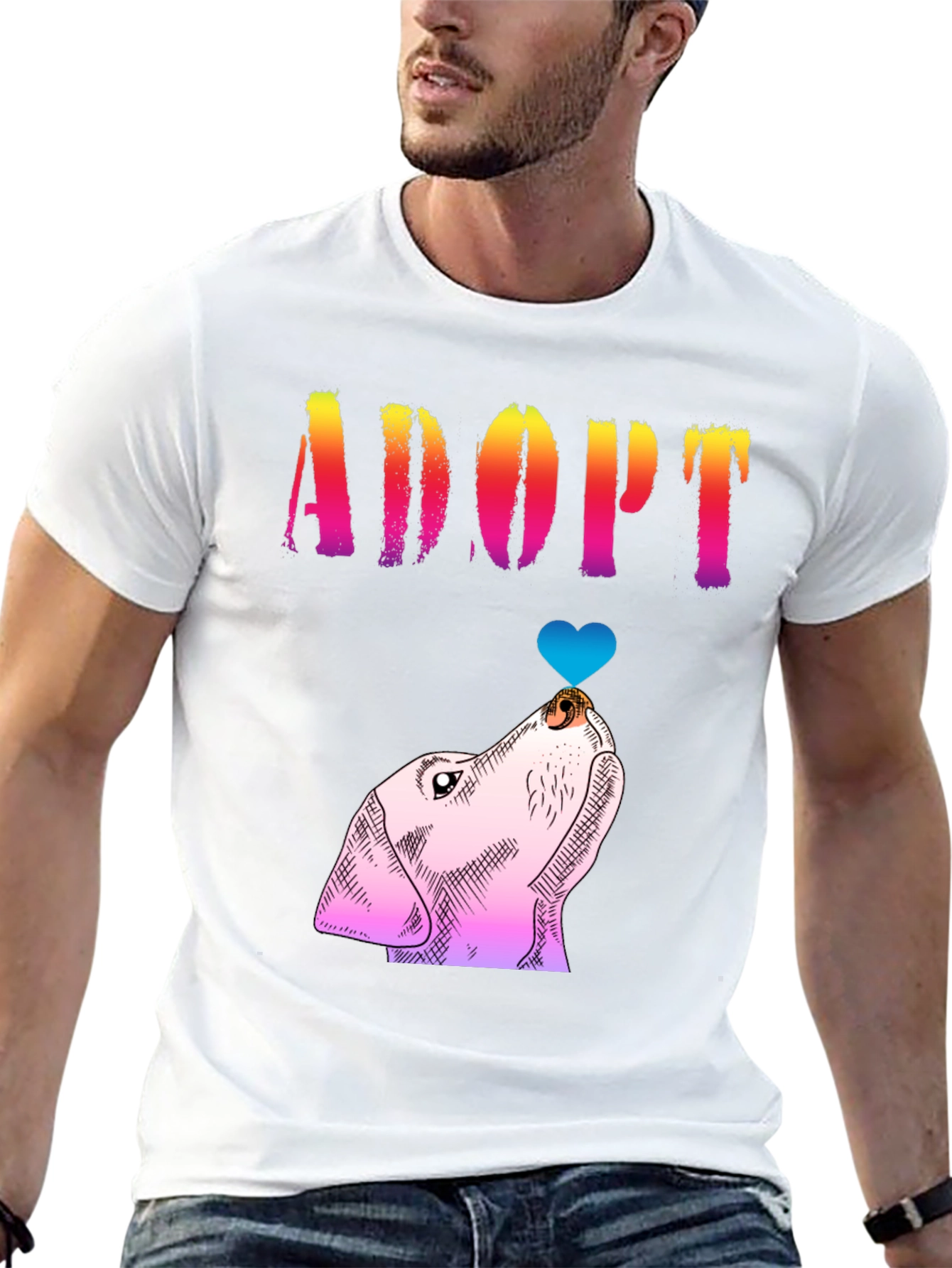Adopt a Dog Graphic Tee - Mens Black T-Shirt