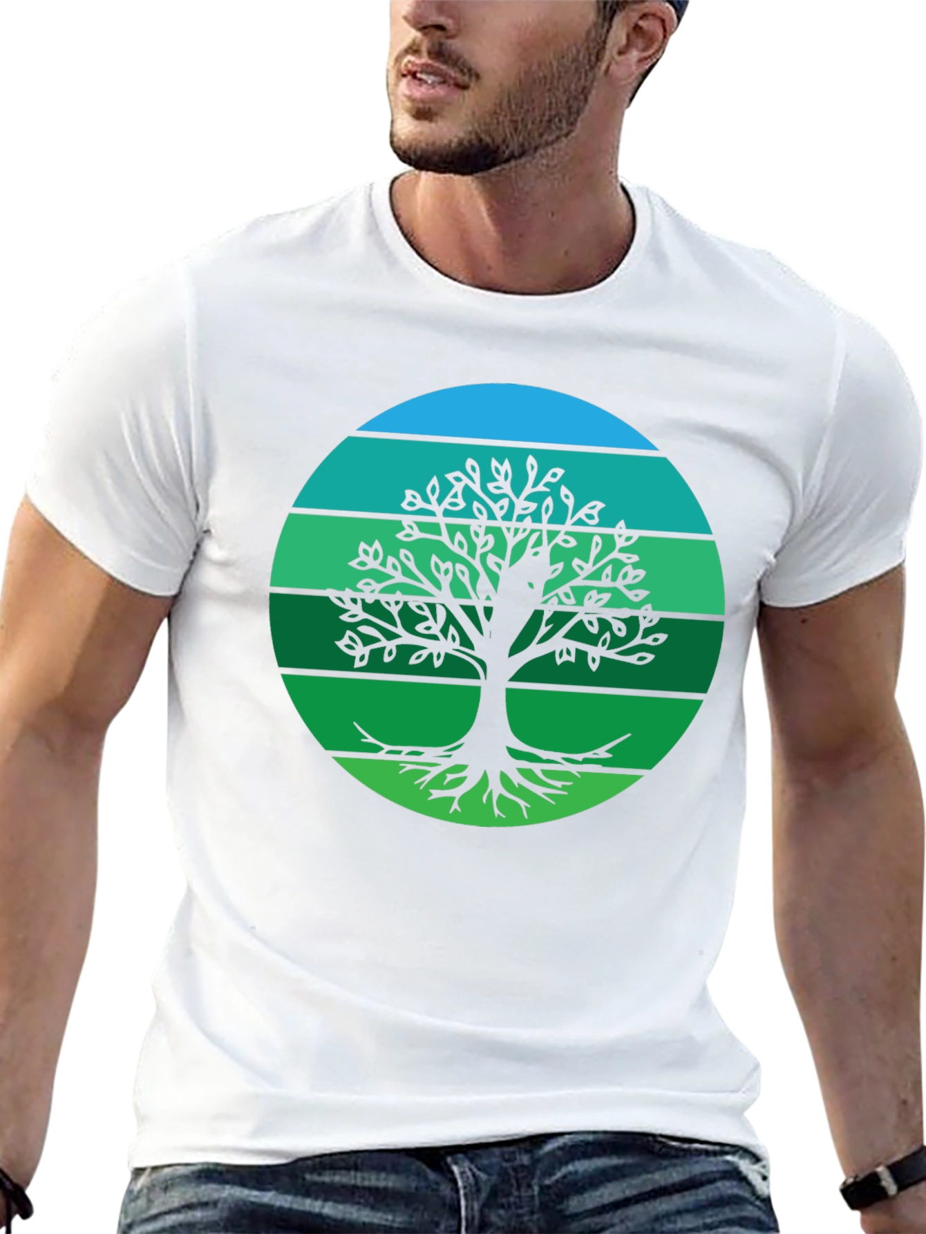 Nature Tree Graphic Mens Black T-Shirt