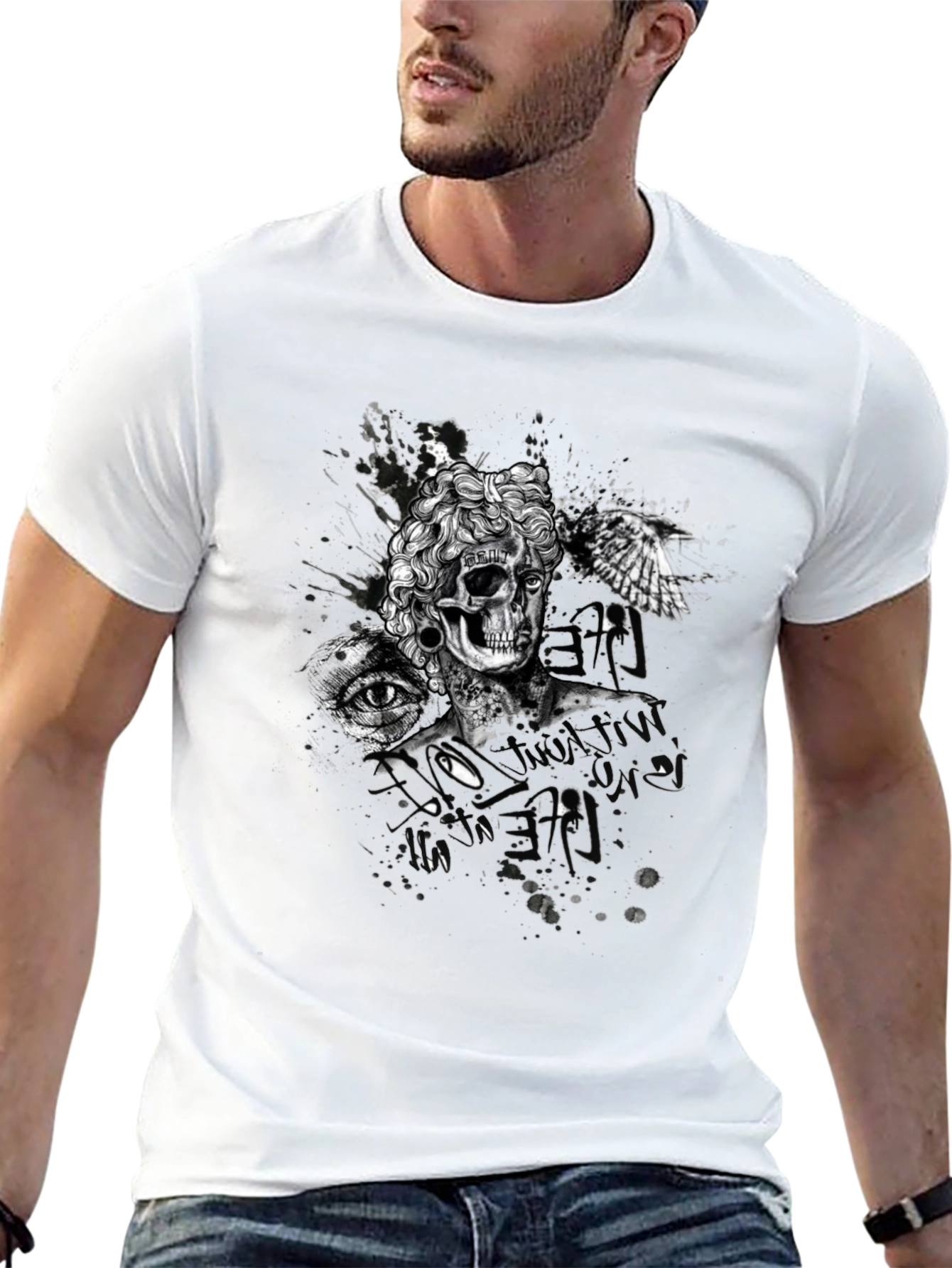 Skull & Eye Graphic Print T-Shirt