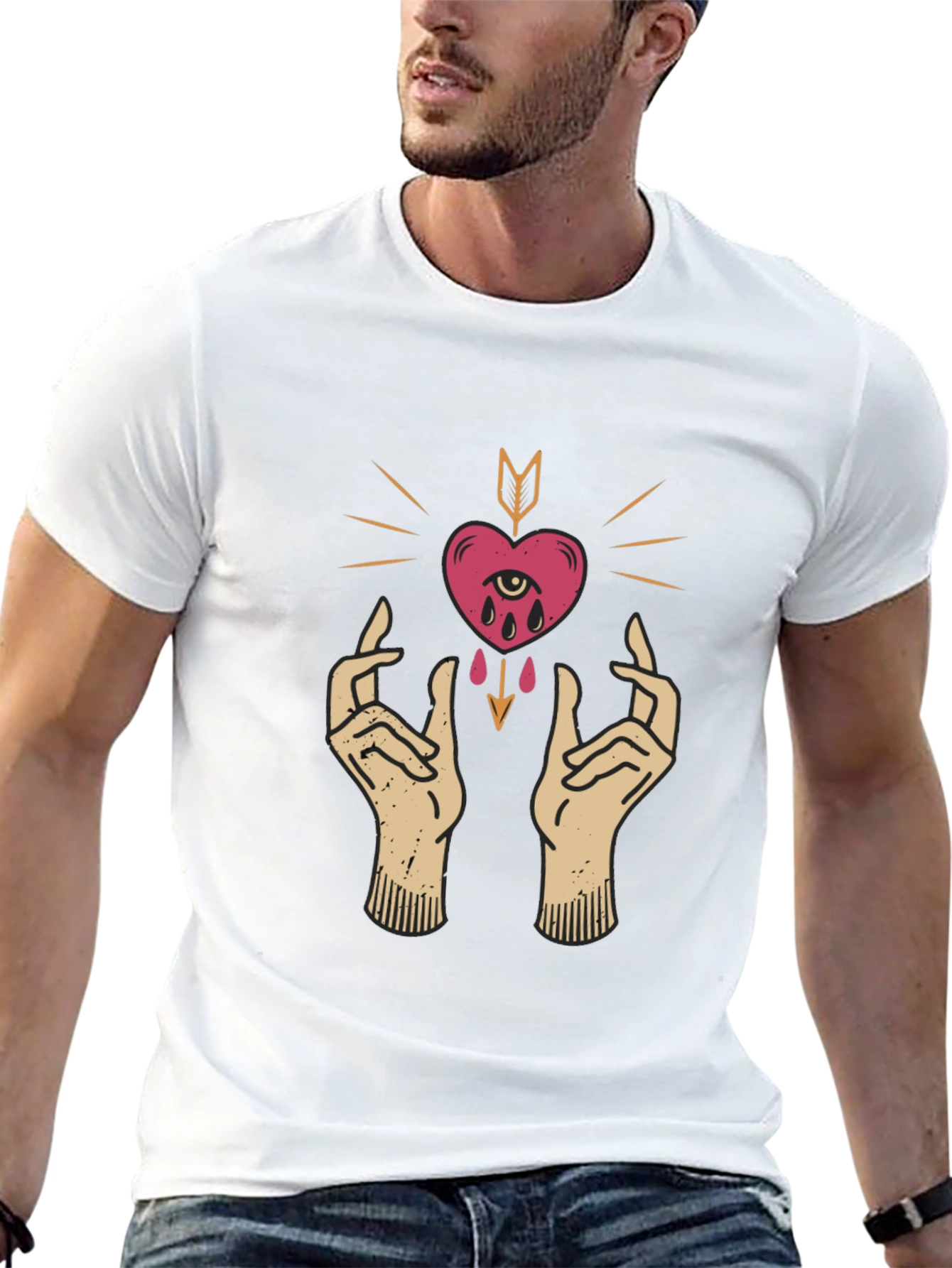 Heart Eye Arrow T-Shirt - Mens Black Graphic Tee
