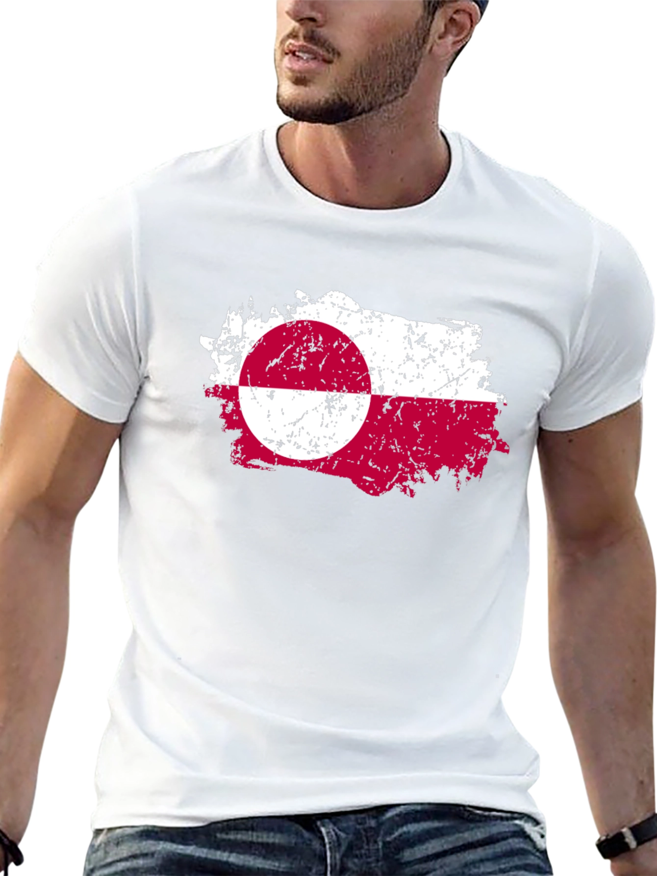 Greenland Flag T-Shirt - Grunge Style