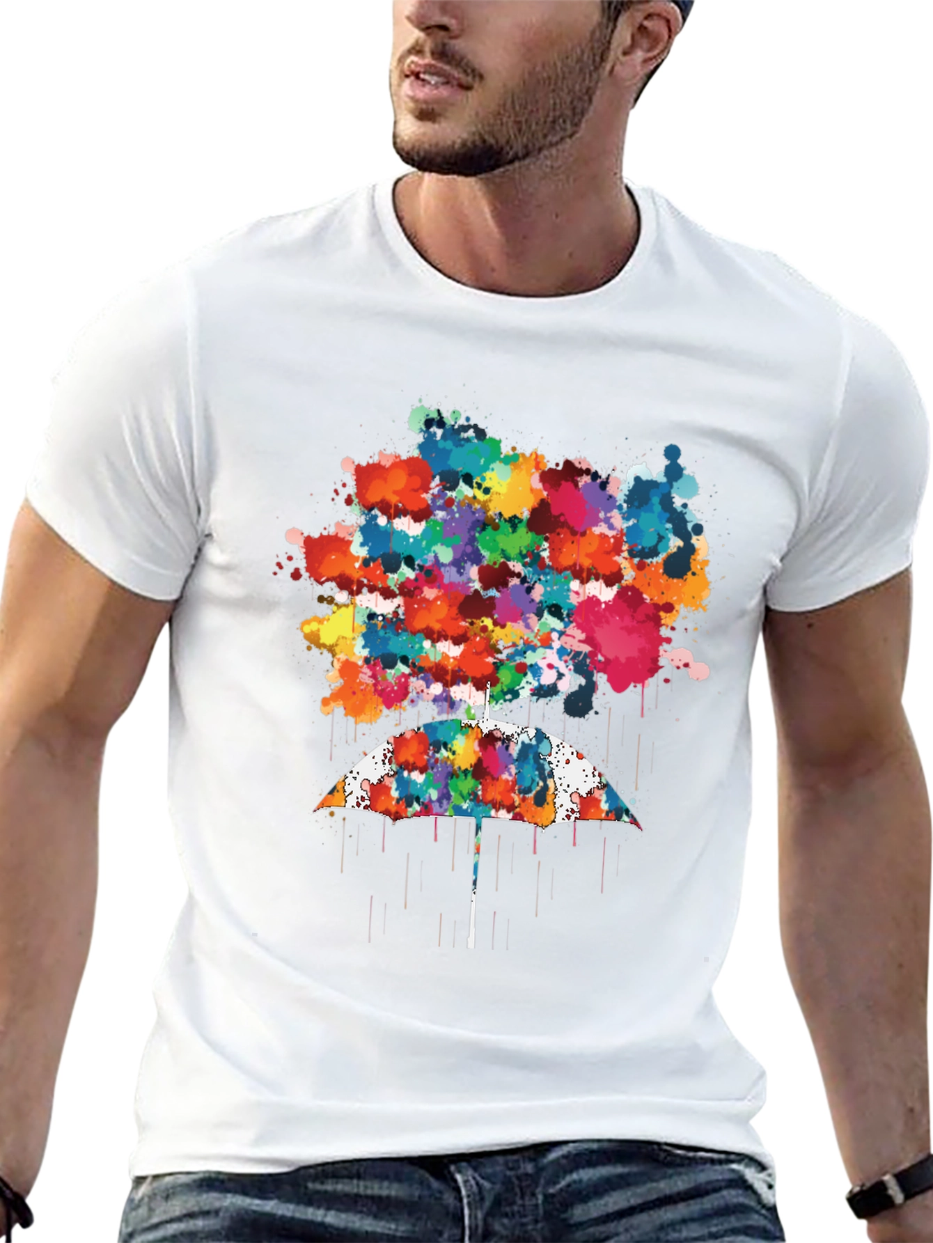Abstract Umbrella Graphic Tee - Mens Black T-Shirt