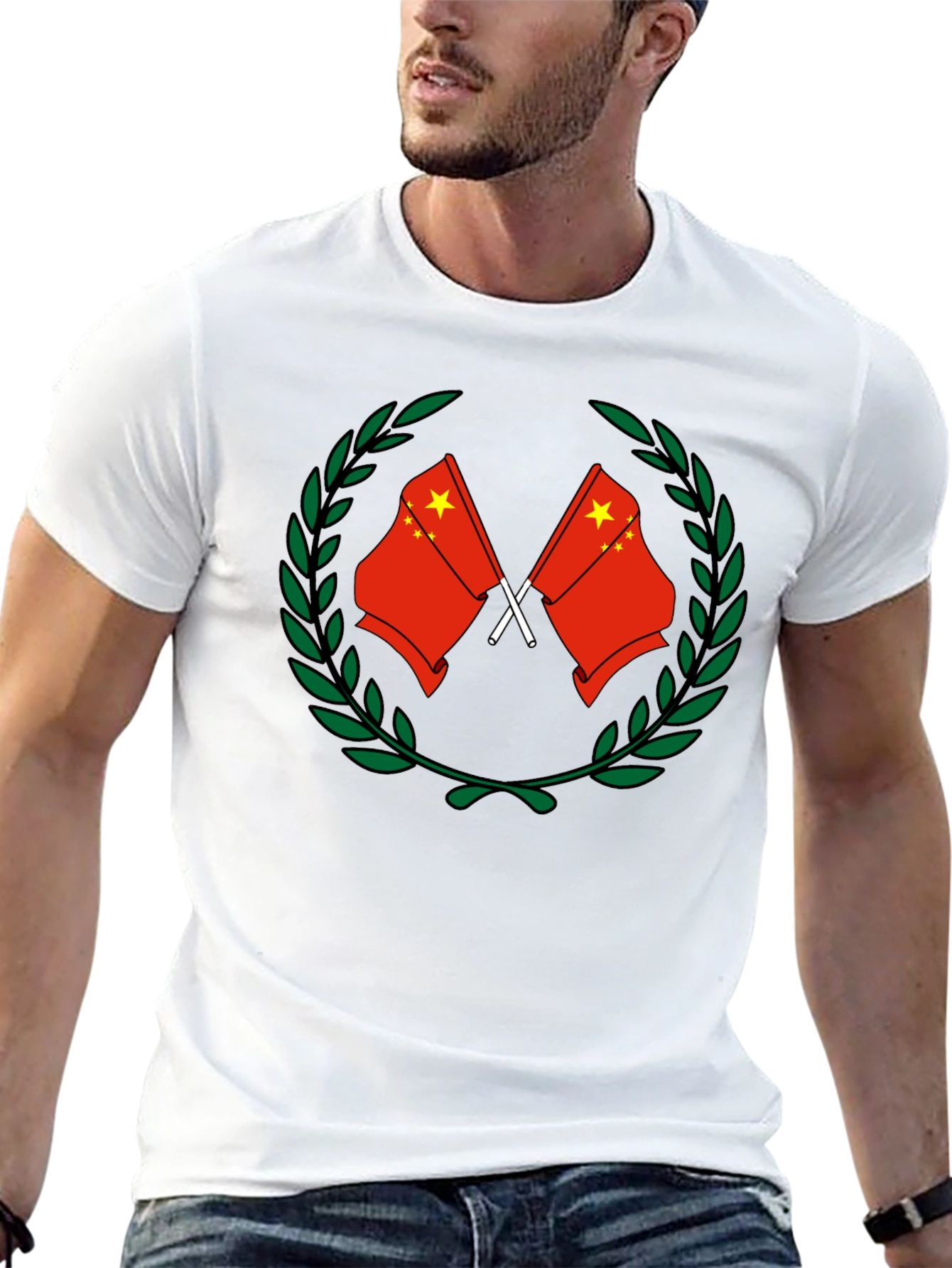 China Flag Wreath Graphic Tee - Black