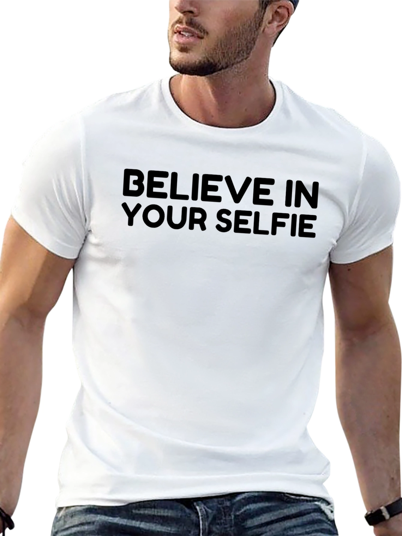 Believe In Your Selfie Black Graphic Tee
