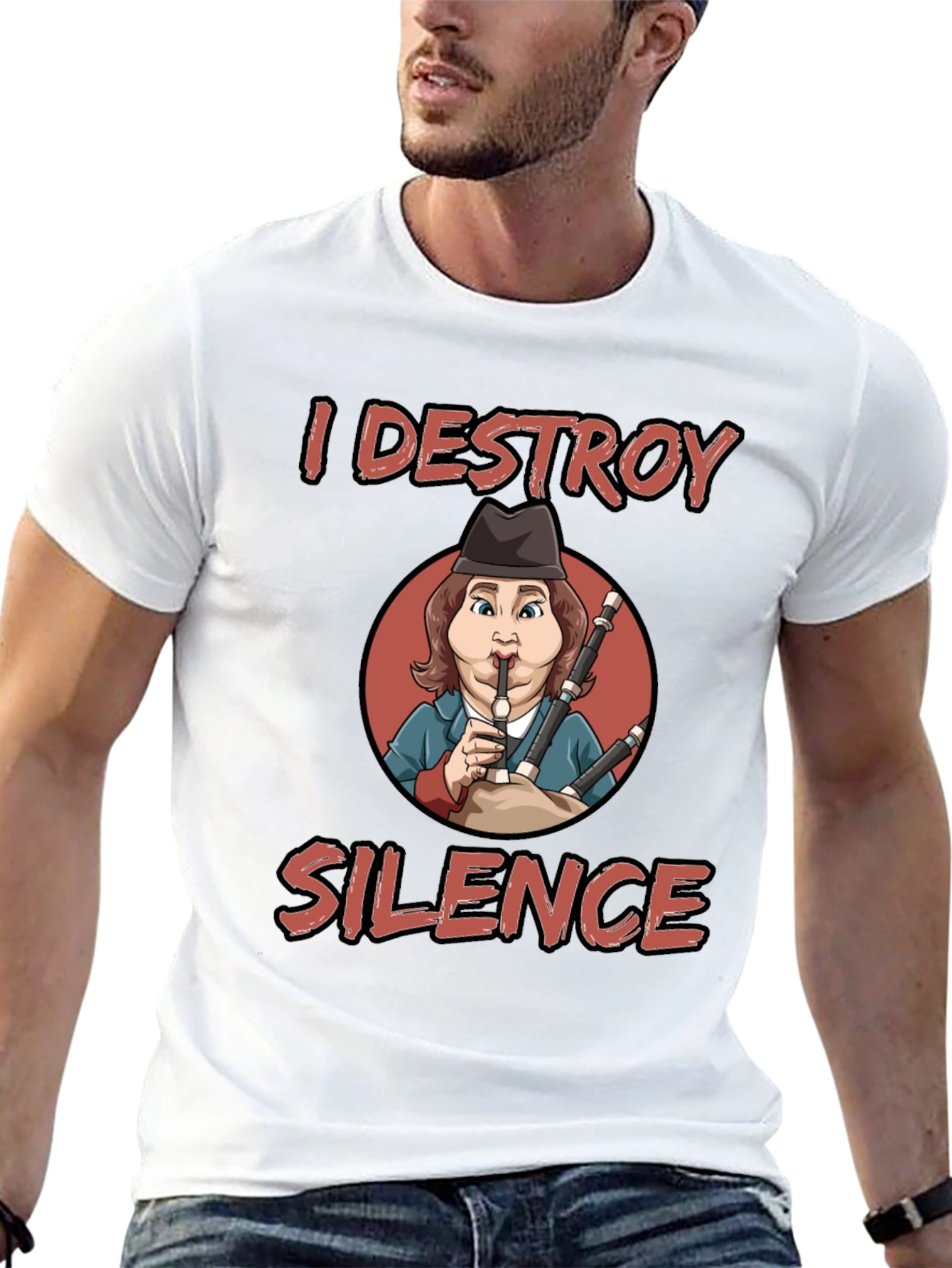 I Destroy Silence Bagpipe Player T-Shirt
