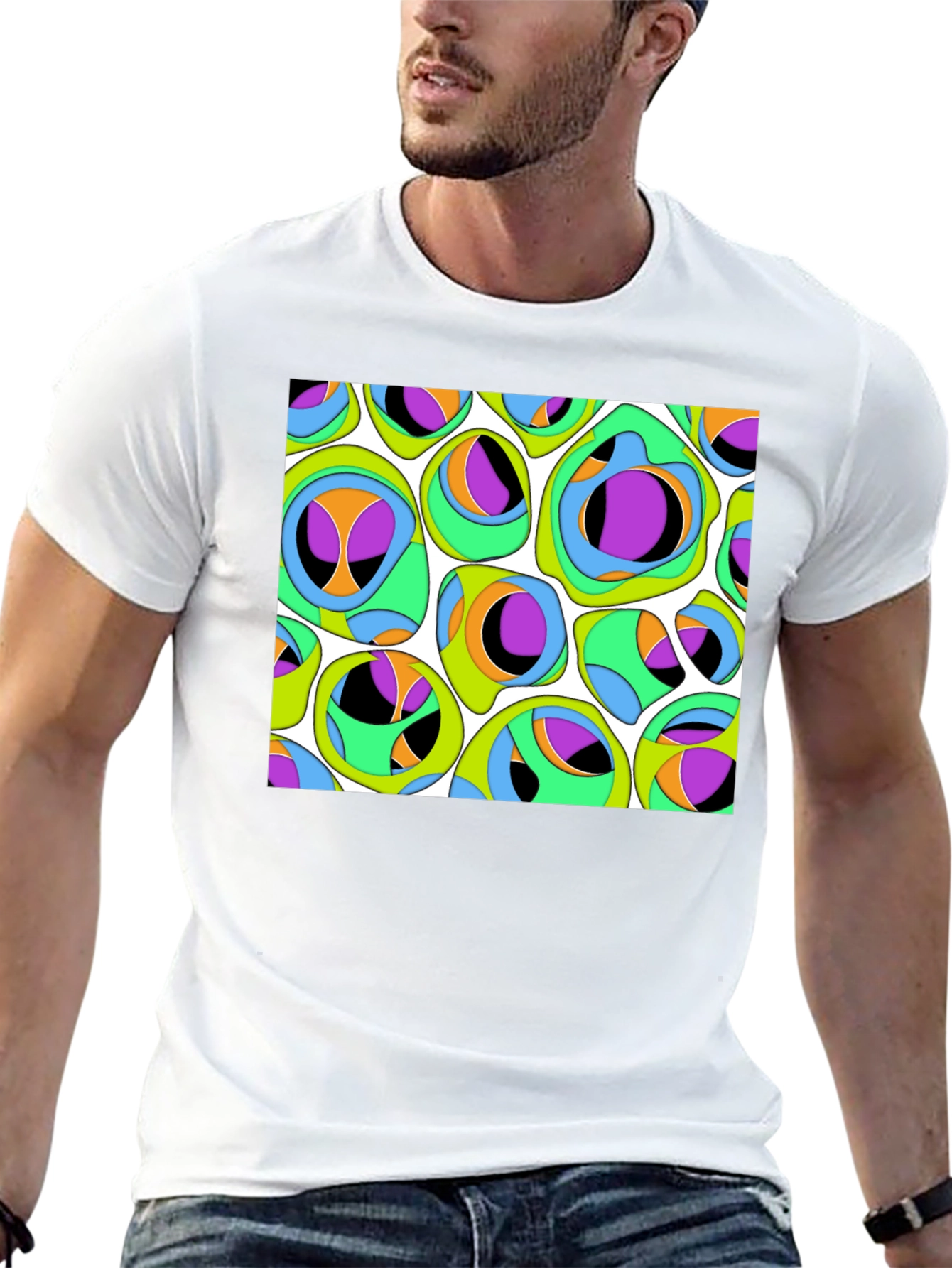 Retro Graphic Tee - Psychedelic Pattern T-Shirt