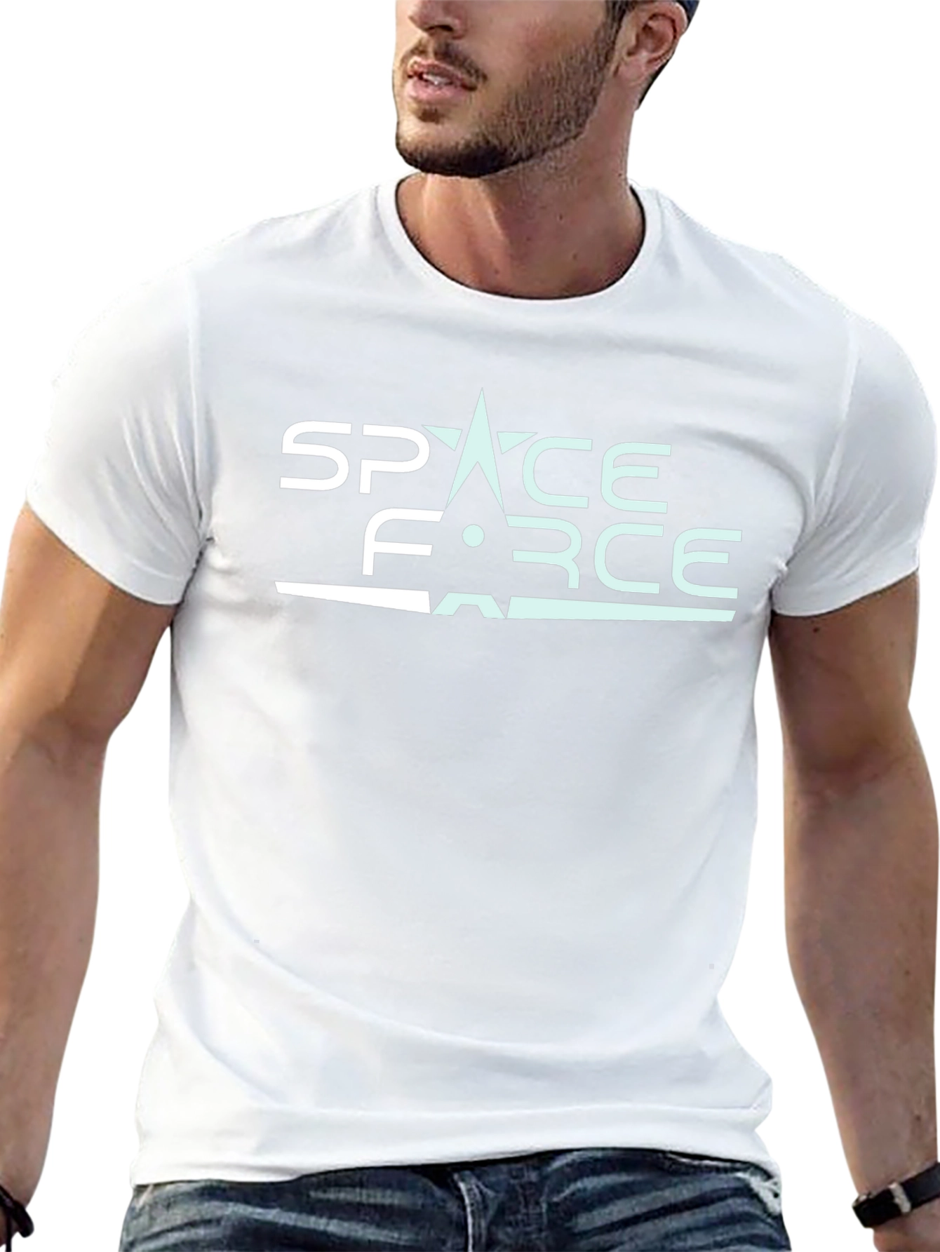 Space Force Graphic T-Shirt - Black Cotton Blend