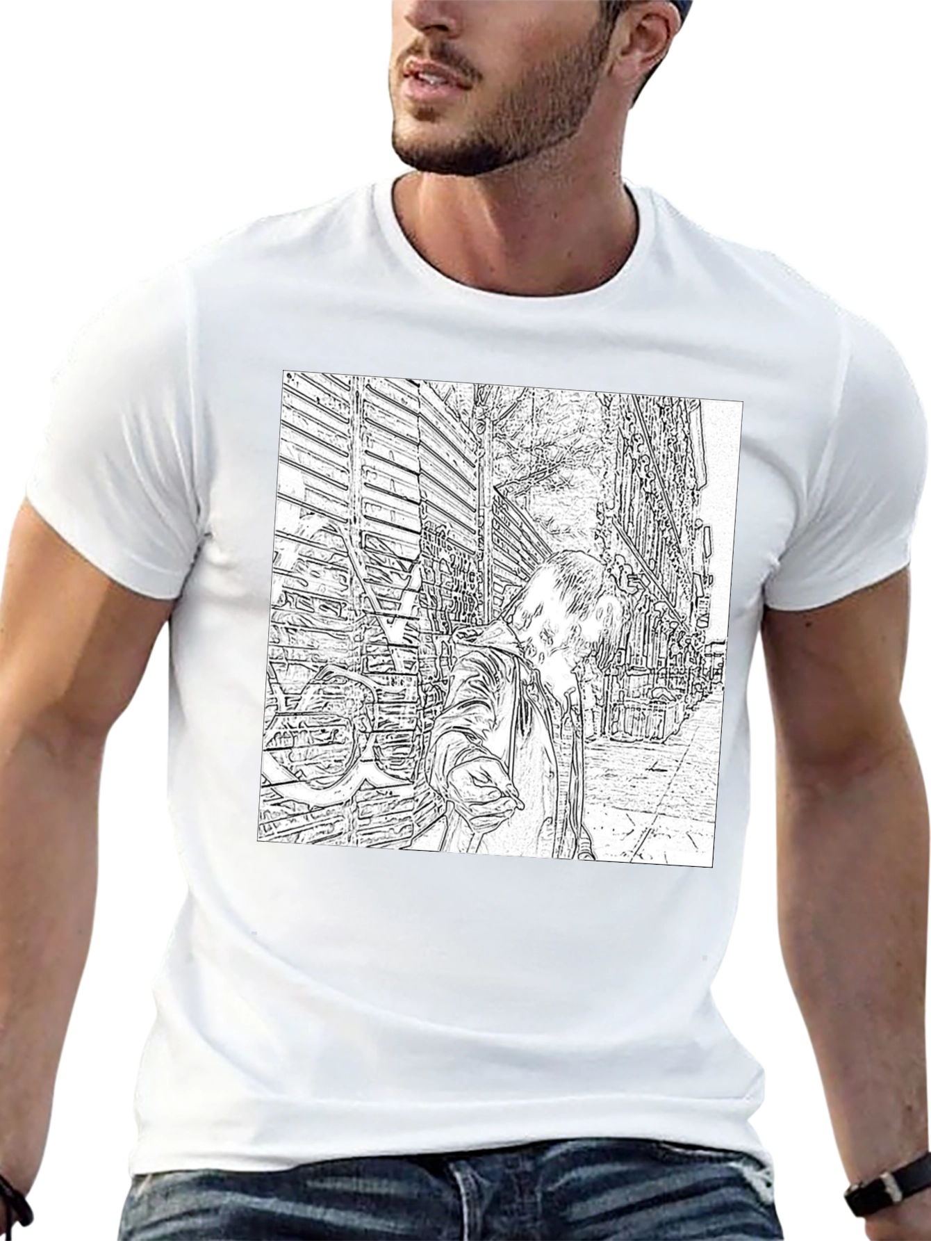 Urban Sketch Graphic Tee - Black