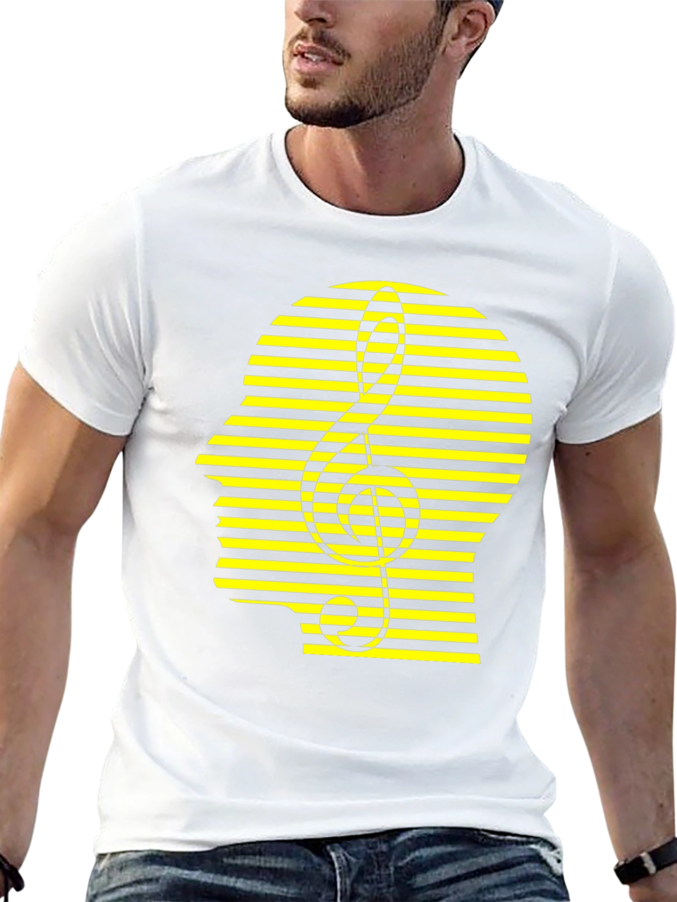 Stripped Head Music Note Graphic Tee