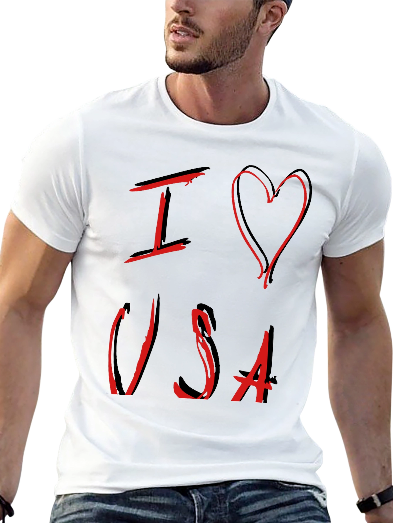 I Love USA Graphic Tee - Patriotic Design