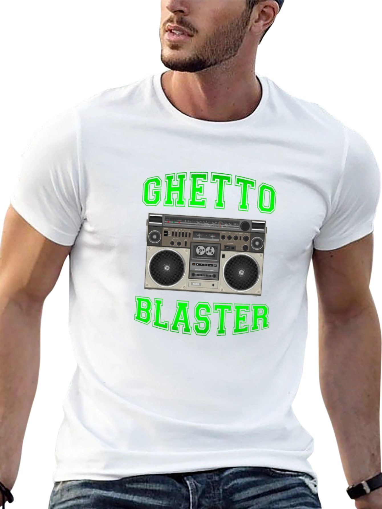Ghetto Blaster Retro Boombox Graphic Tee - Black