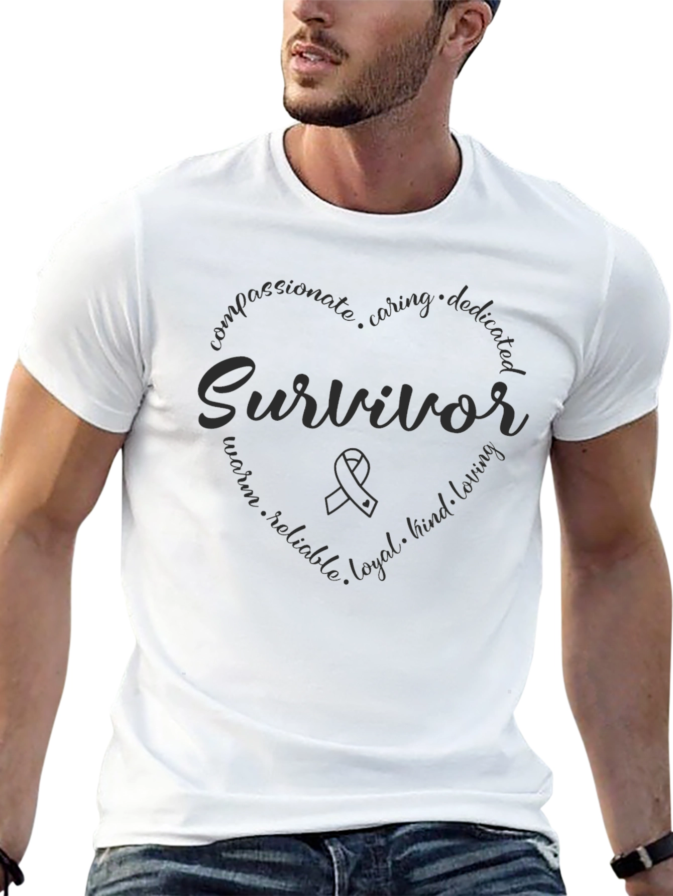 Survivor Heart T-Shirt - Compassionate Caring Dedicated