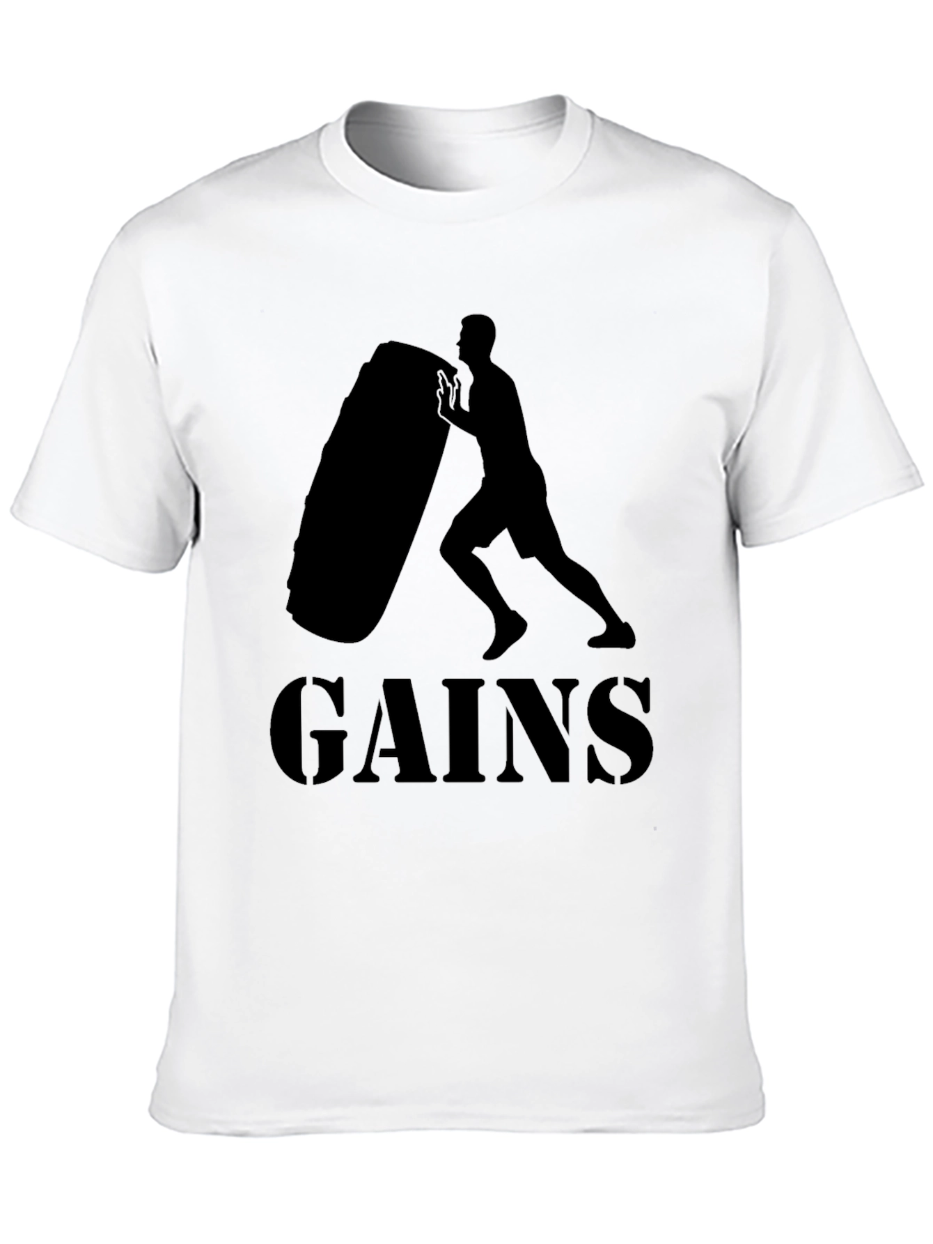 Gains Gym Workout T-Shirt - Black Fitness Tee