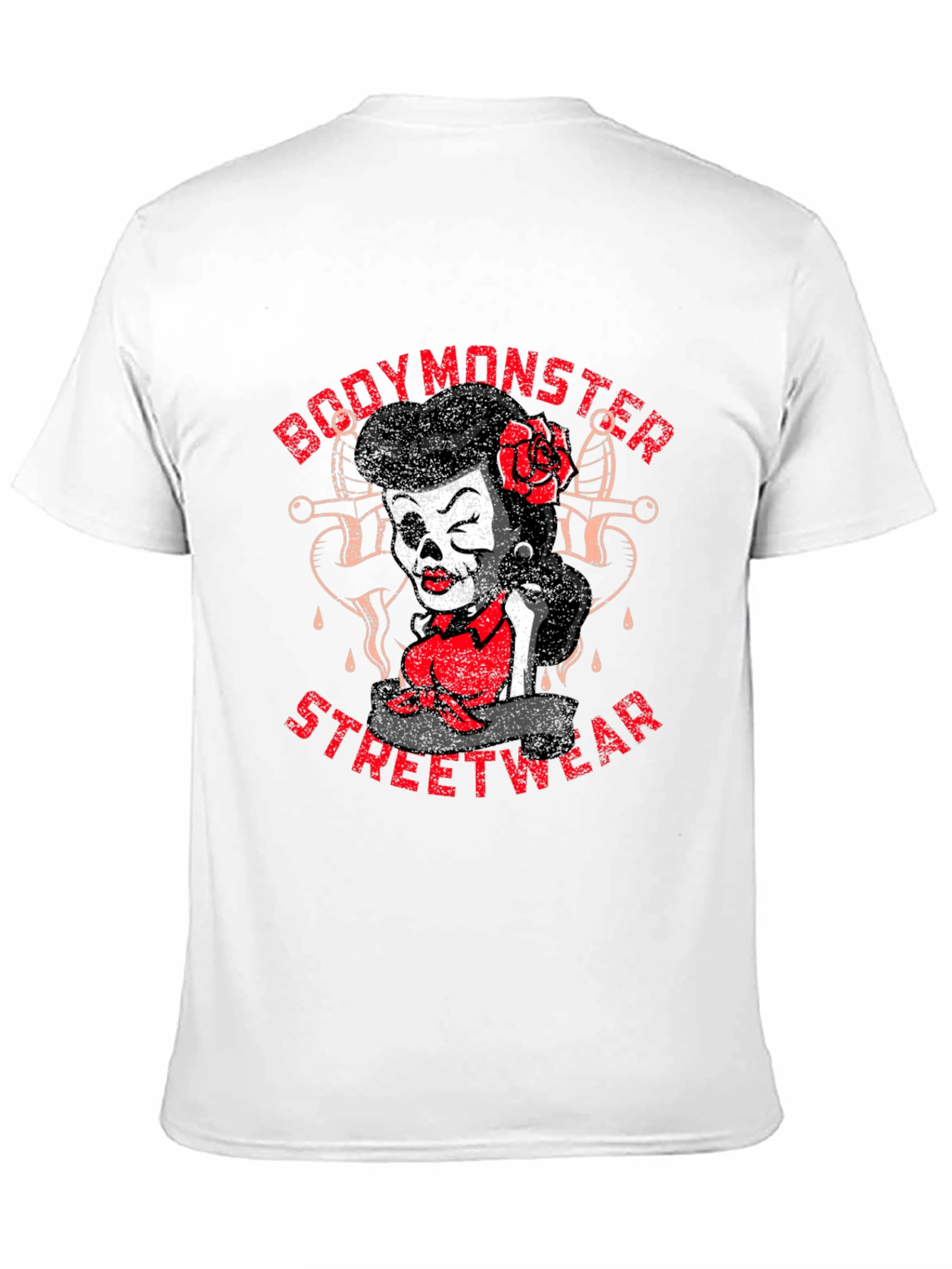 BodyMonster Streetwear Skull Pin-Up Black T-Shirt