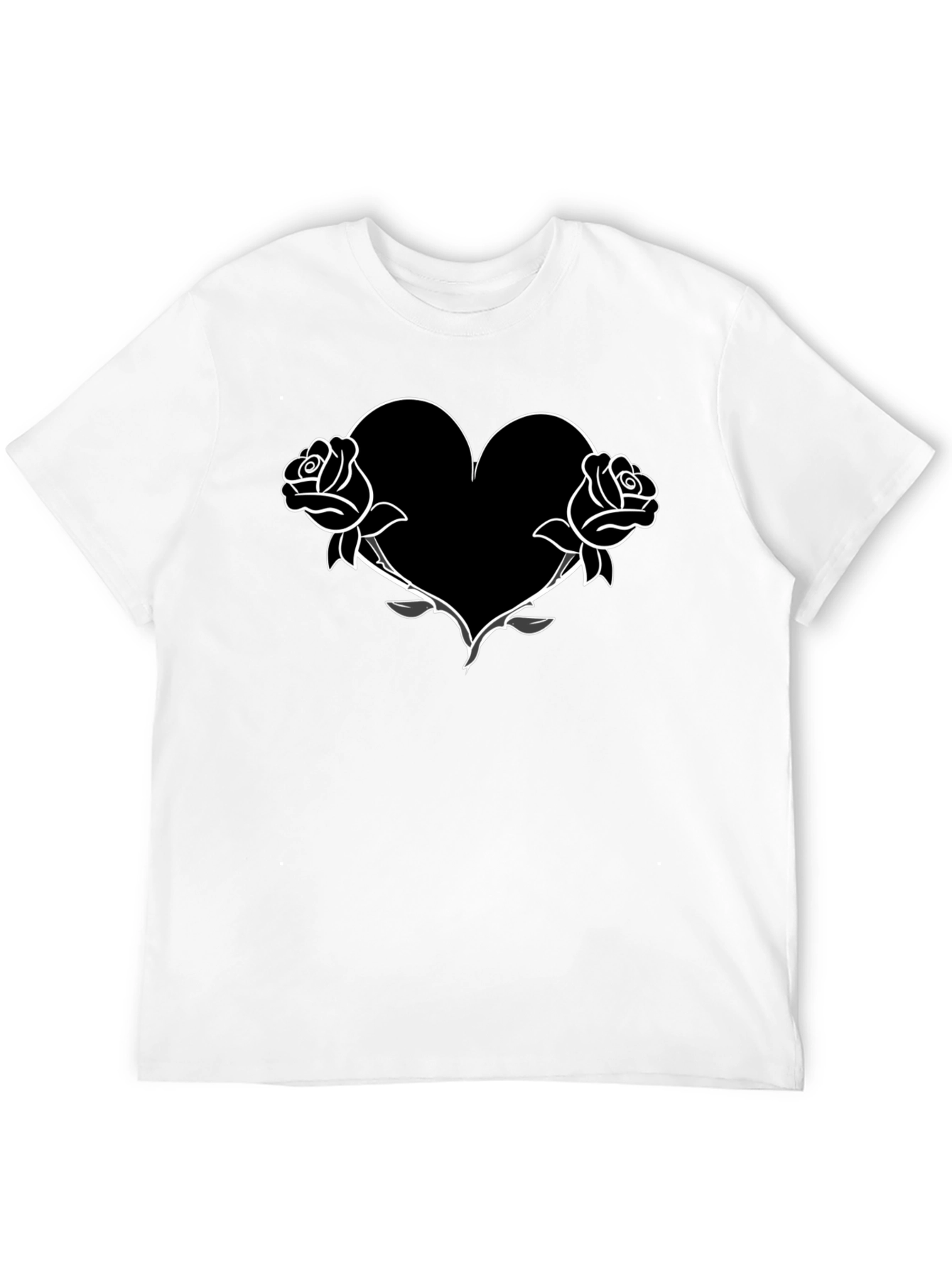 Rose Heart Graphic Tee - Mens Black T-Shirt