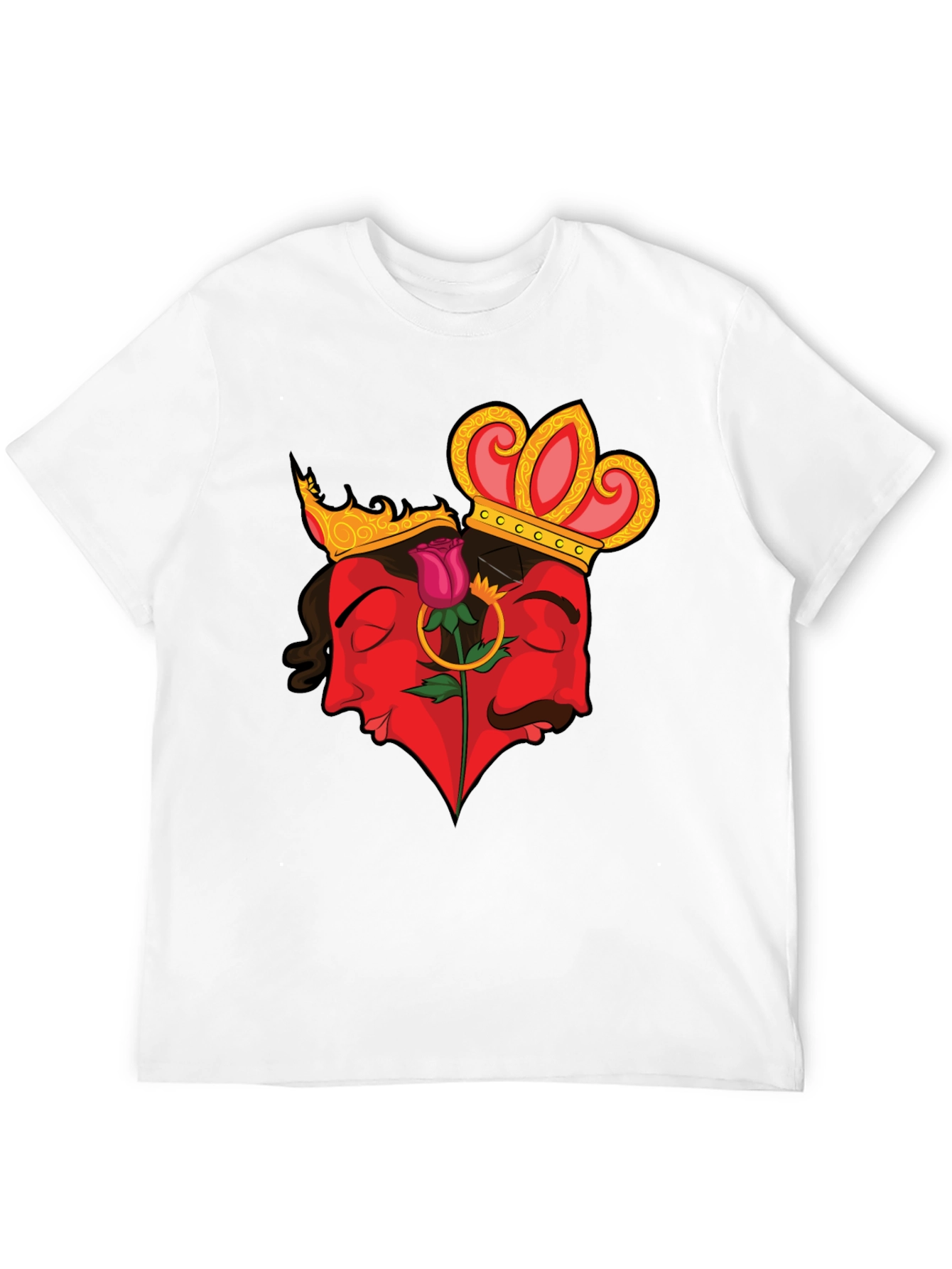 King & Queen Rose Heart Graphic Tee - Black