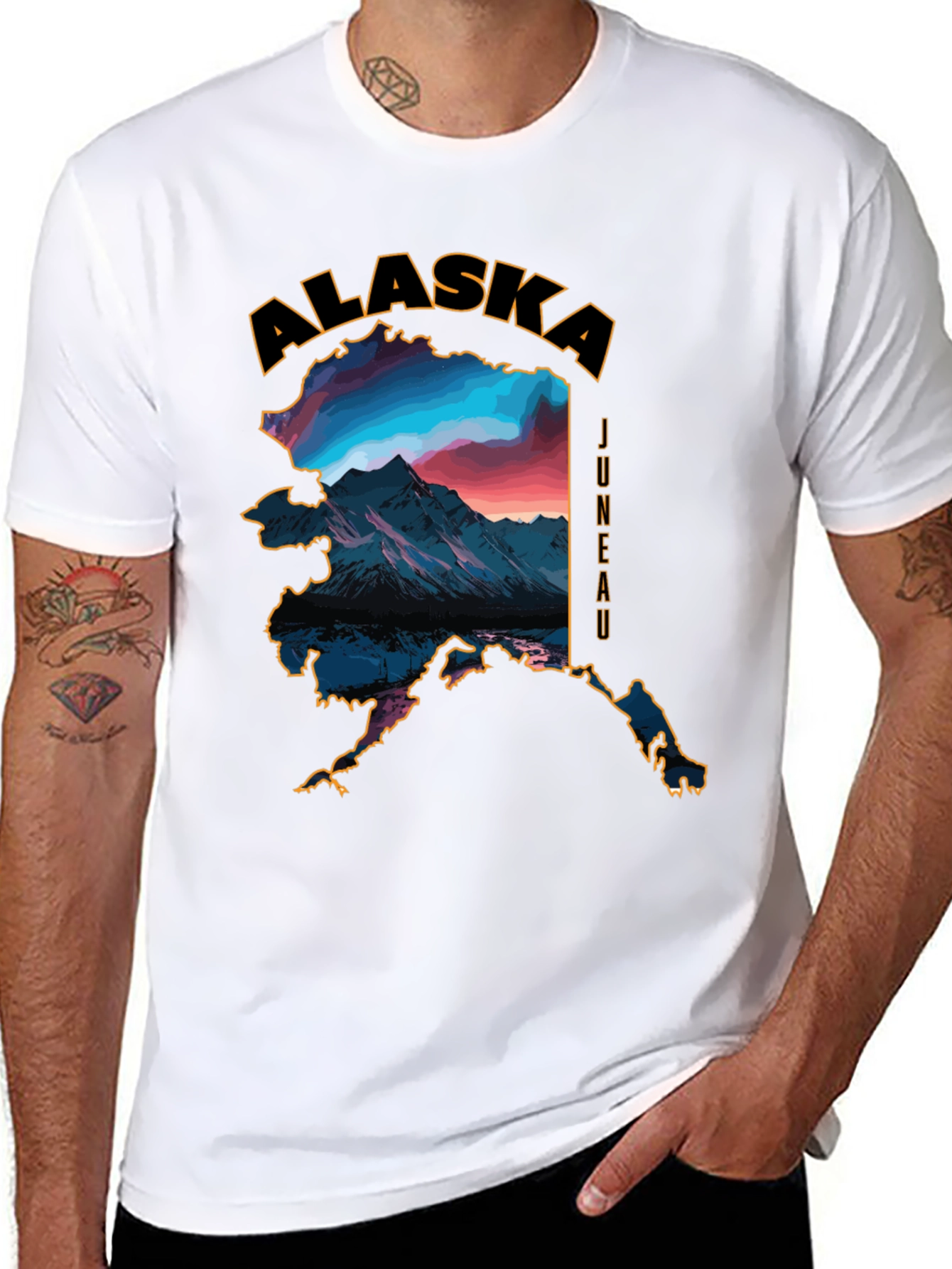 Alaska Mountainscape Graphic Tee - Black