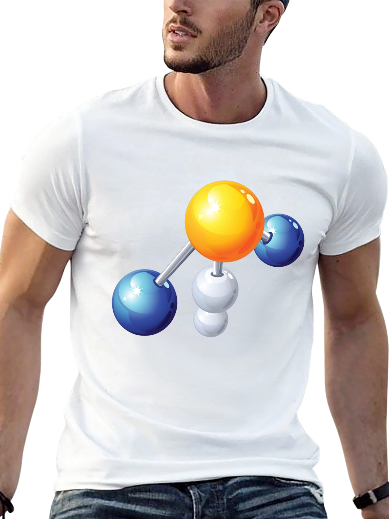 Science Molecule Graphic Tee - Black Cotton T-Shirt
