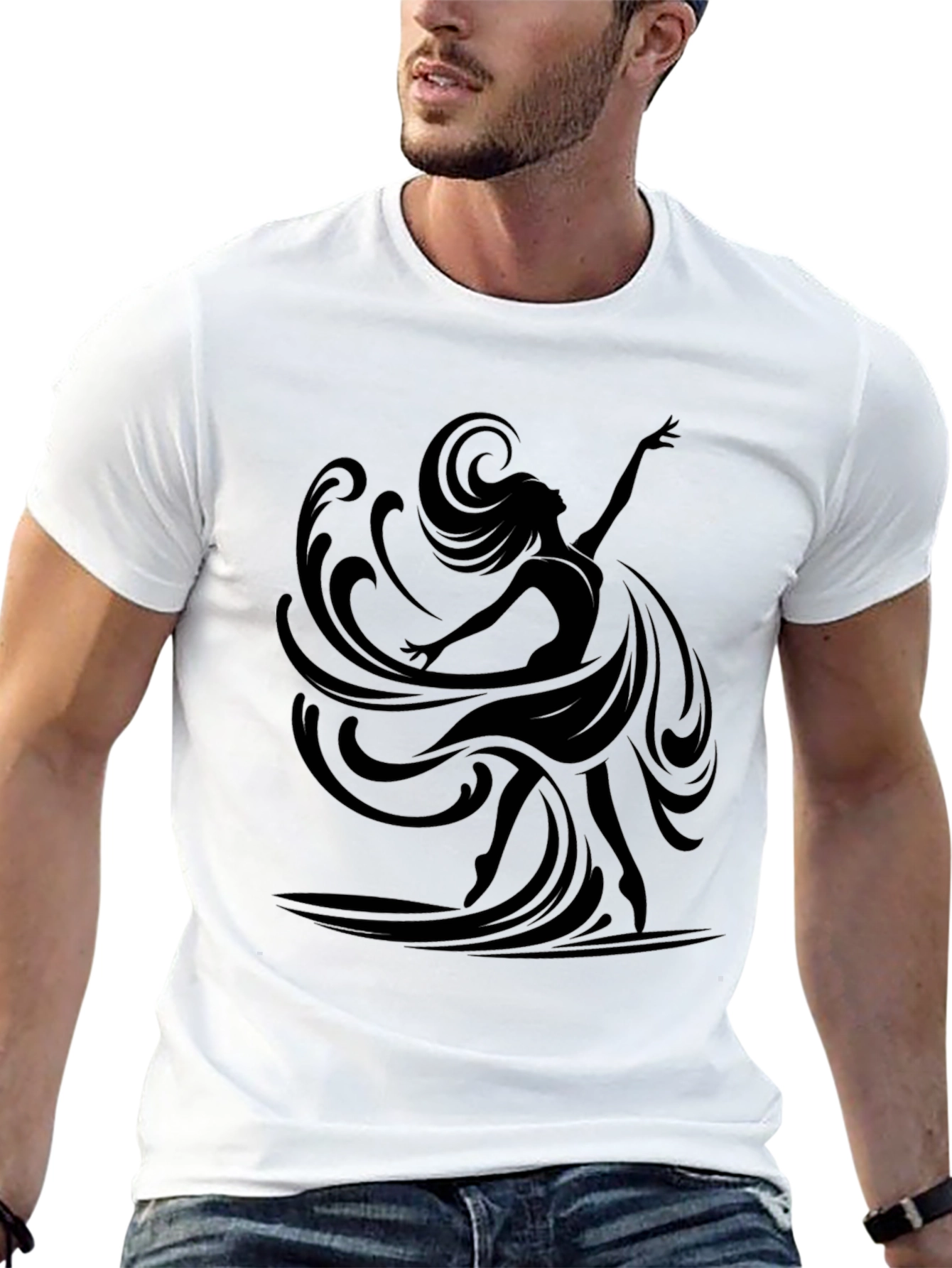 Elegant Dancer Graphic Black T-Shirt