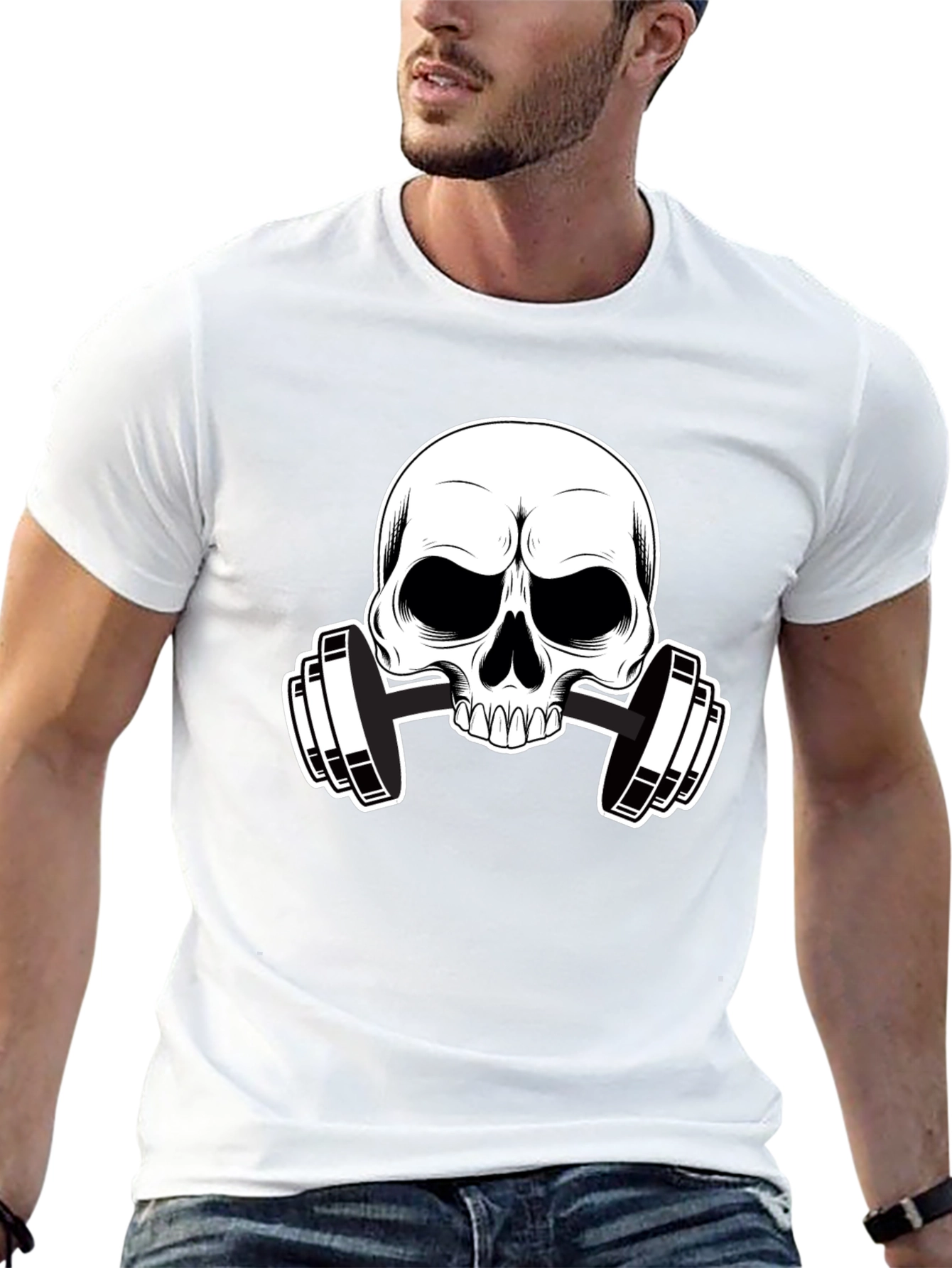 Skull & Barbell Graphic T-Shirt - Gym Ready!