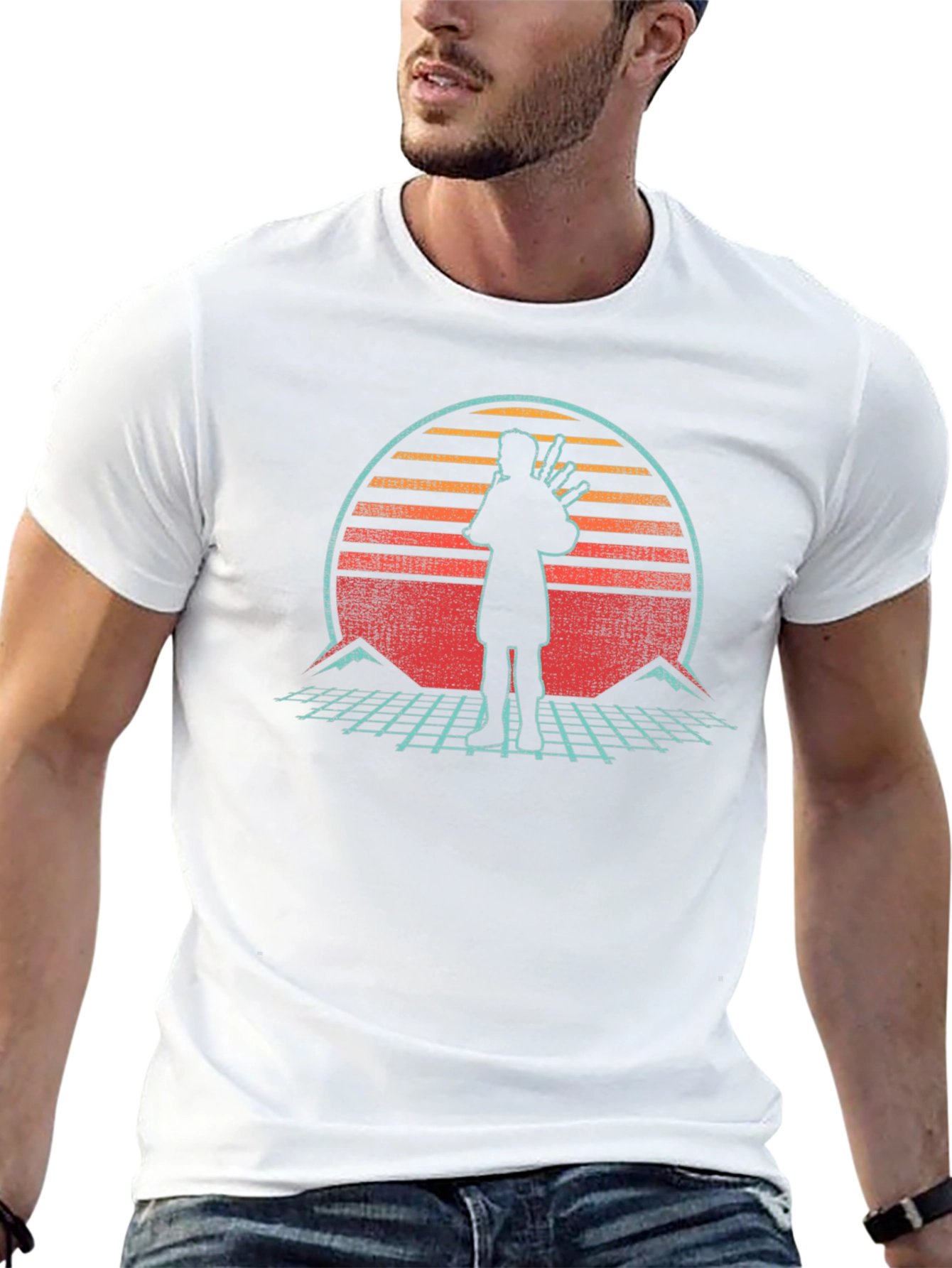 Bagpiper Synthwave T-Shirt - Retro Music Tee