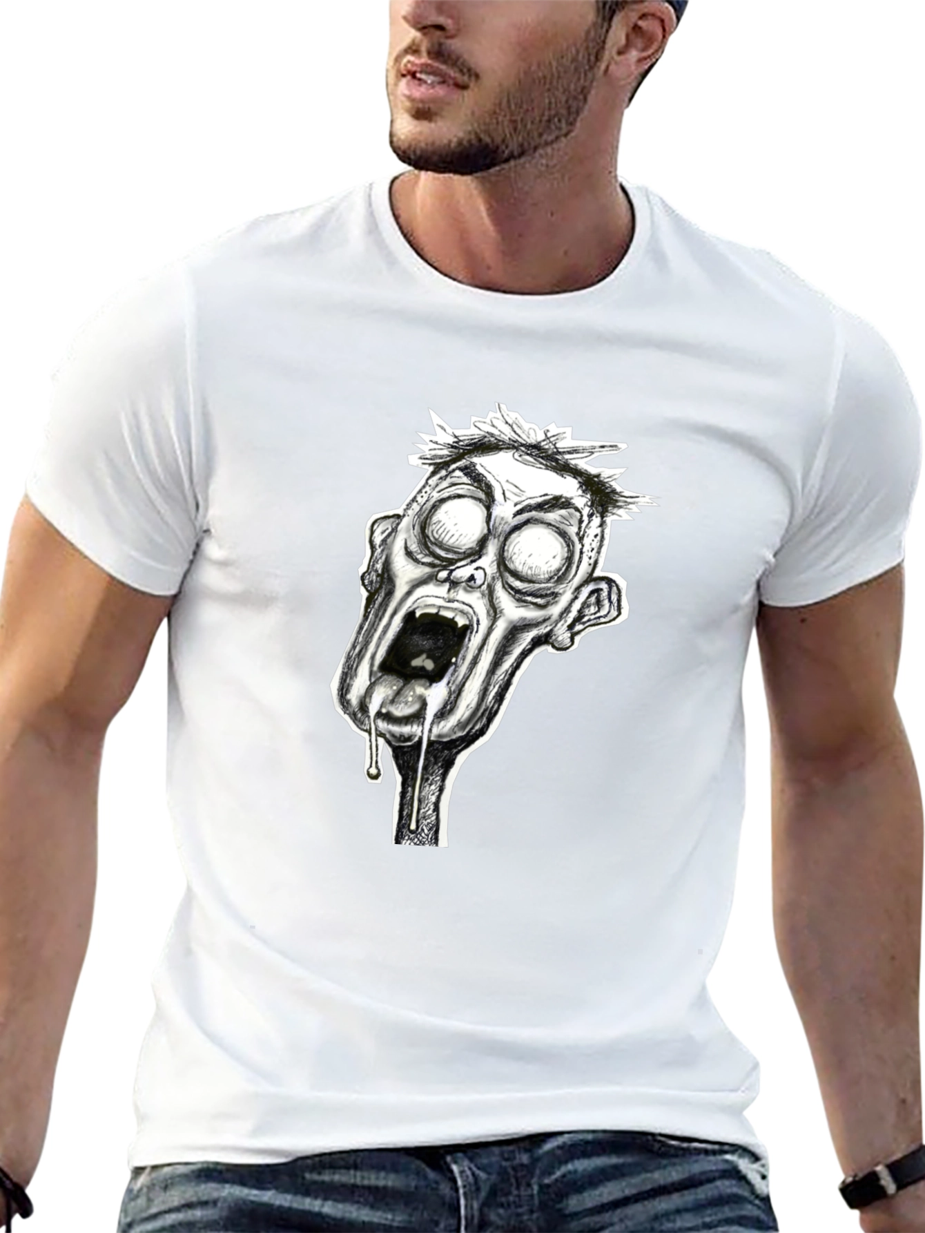 Zombie Graphic Print Black T-Shirt