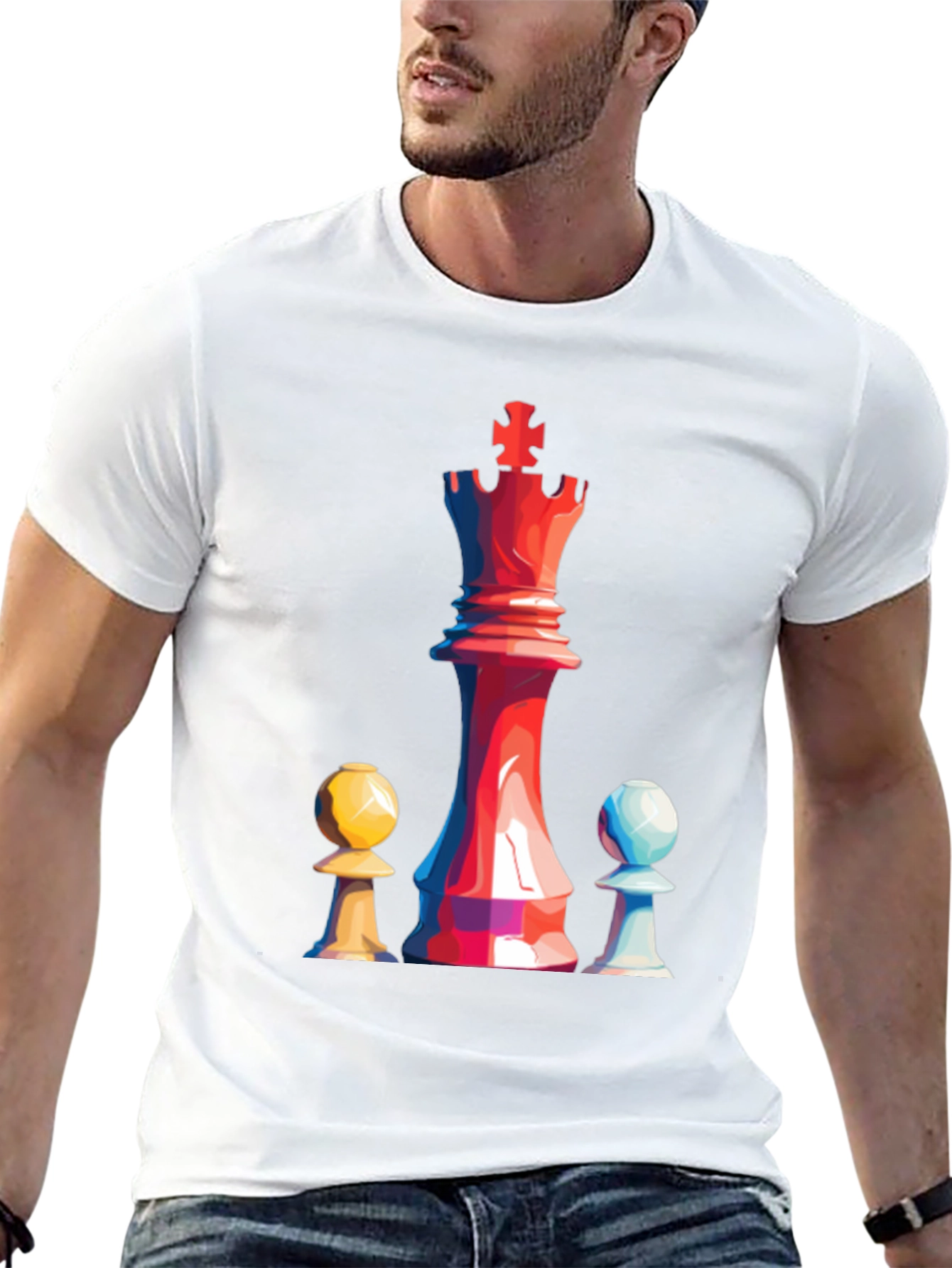 Chess King & Pawns Graphic Tee - Black