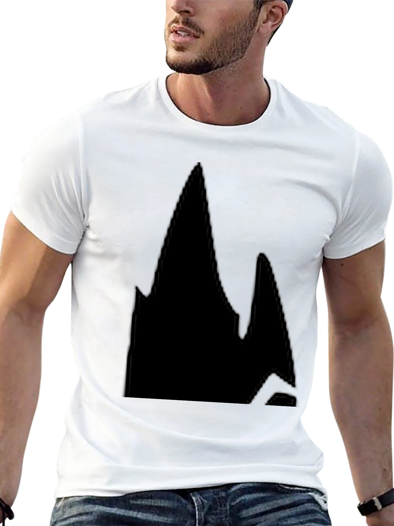 Mens Black Graphic Tee - Abstract Mountain Design