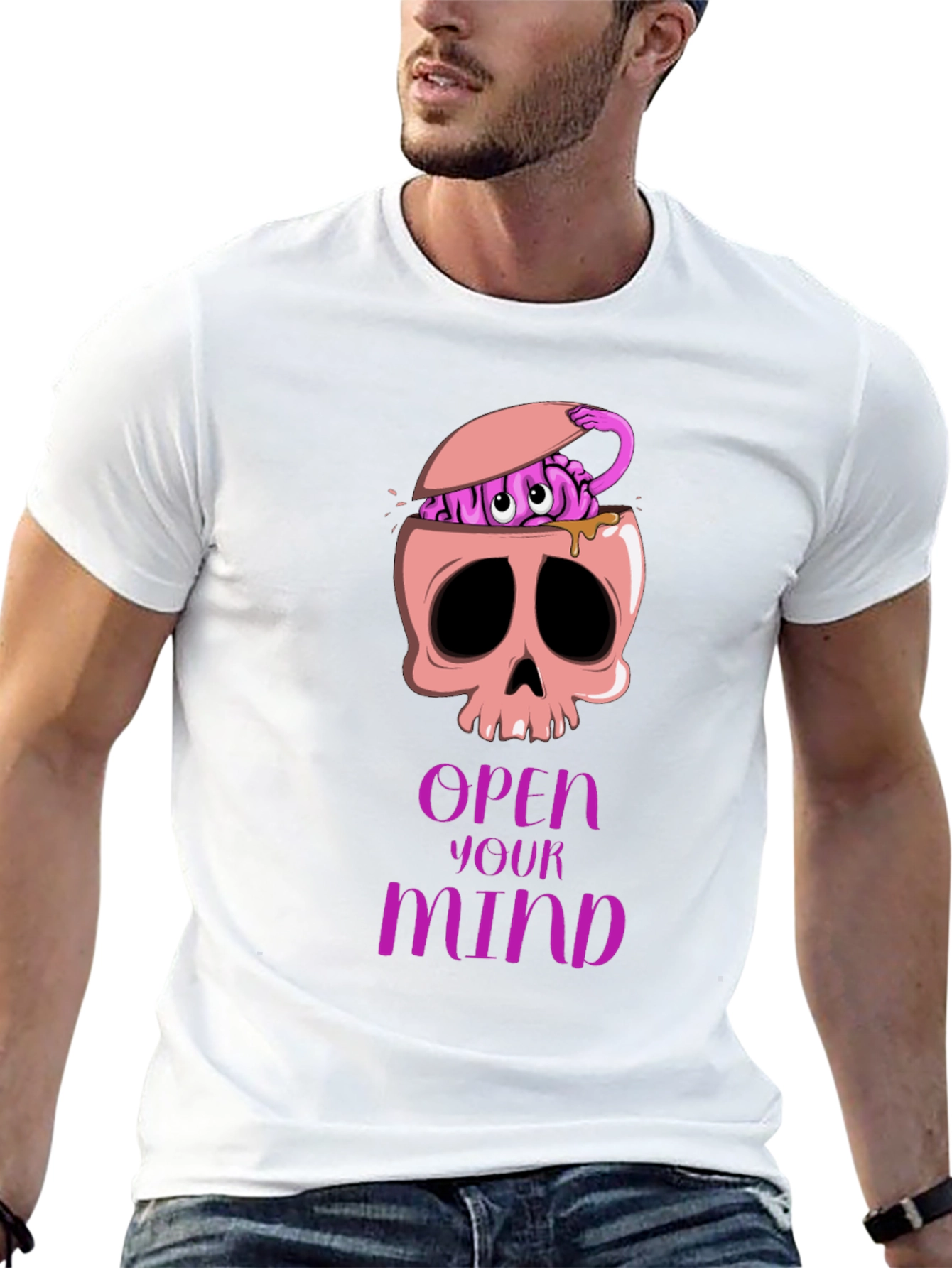 Open Your Mind Skull Brain Graphic Tee
