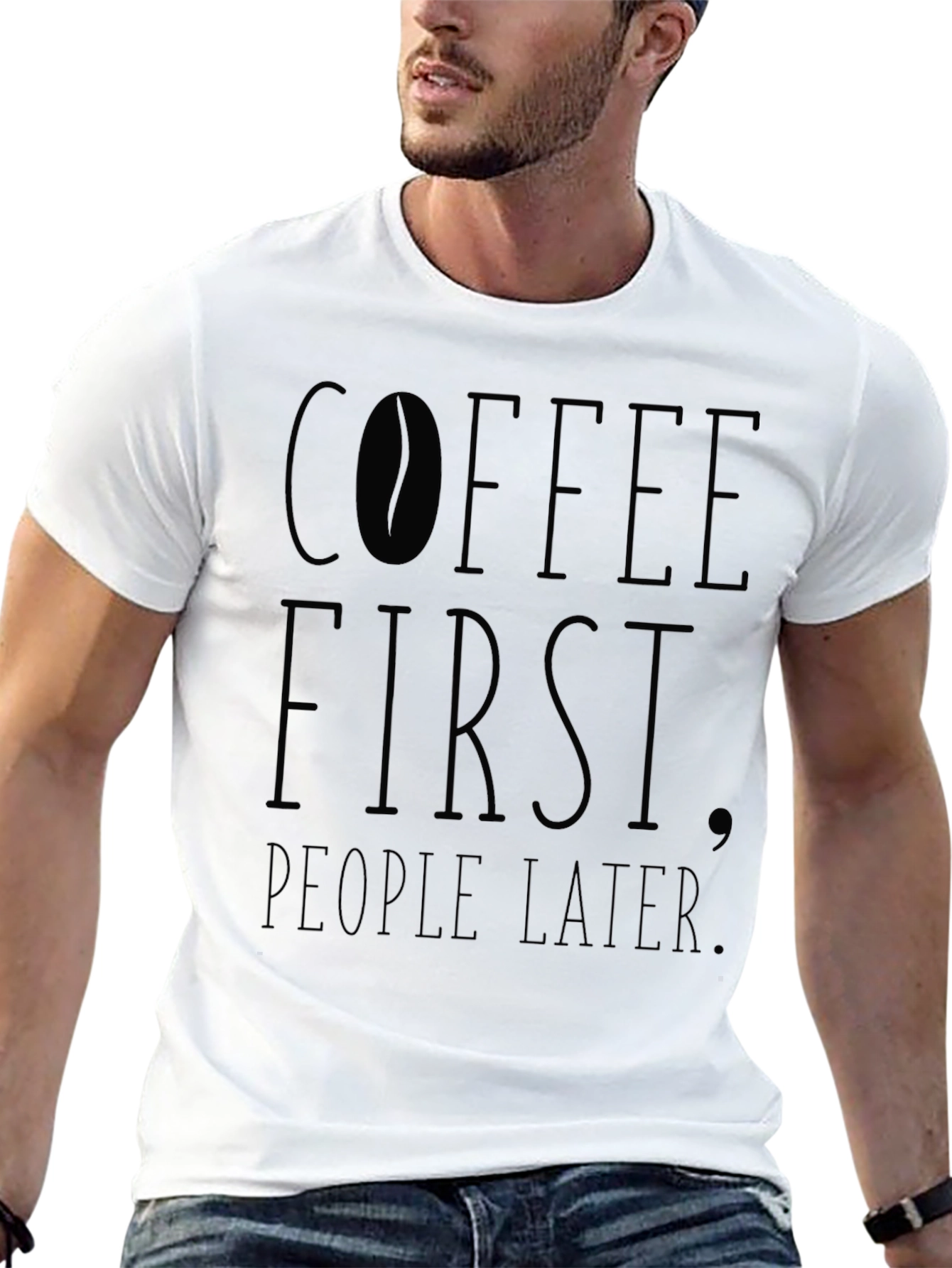 Coffee First People Later Black T-Shirt