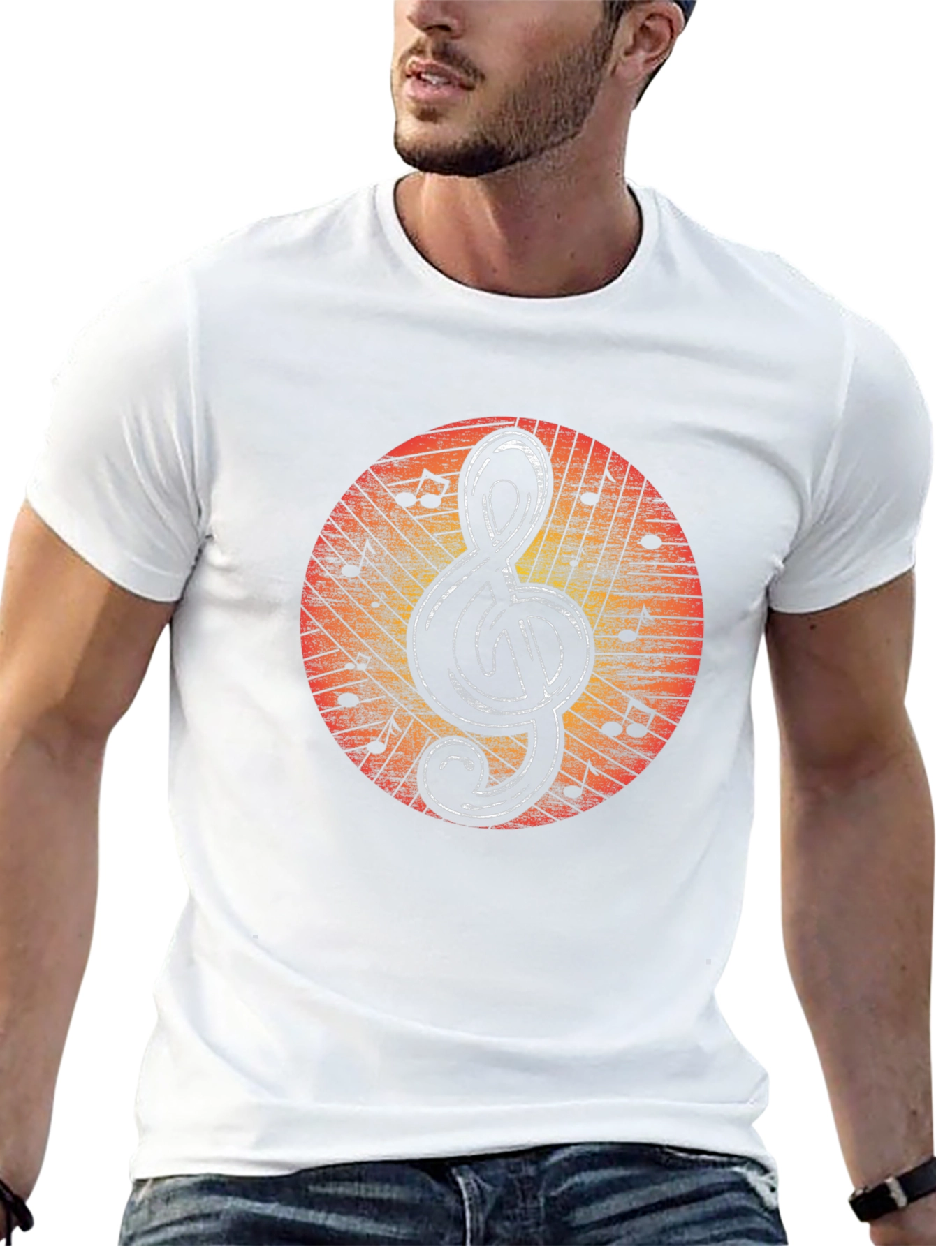 Musical Treble Clef Graphic Tee - Black Cotton Shirt