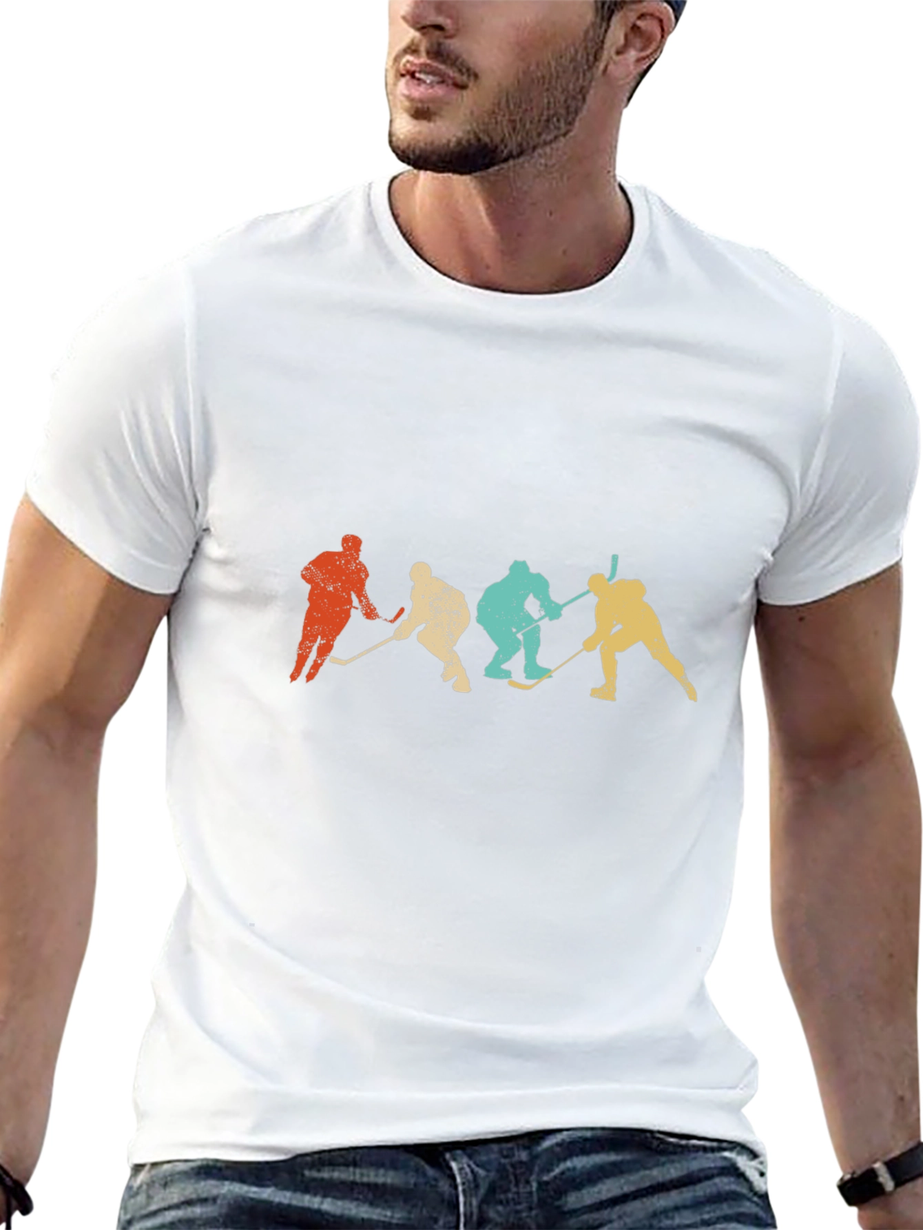 Retro Hockey Silhouette Graphic Tee - Black
