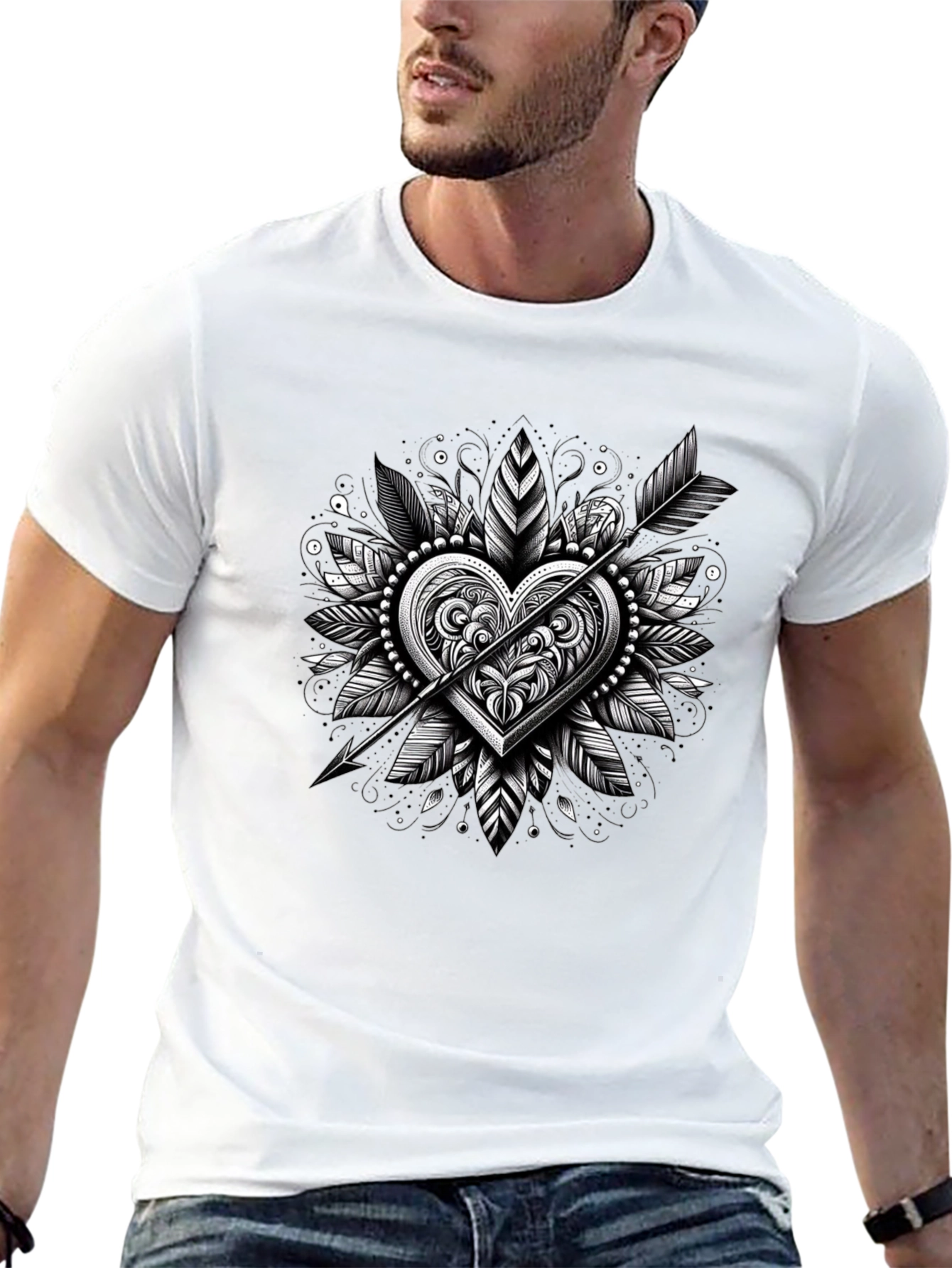 Arrow Heart Graphic Tee - Black Casual Shirt